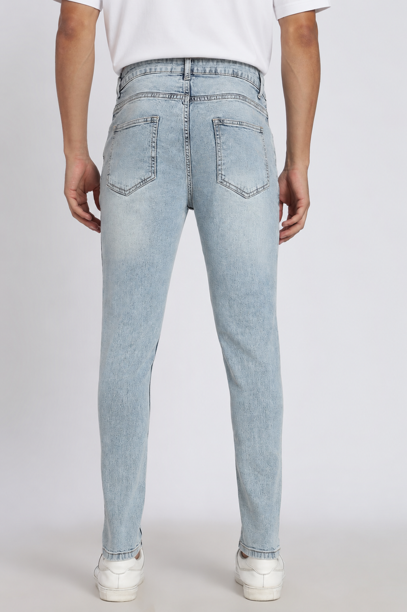 Light Blue 5 Pocketed Relaxed Fit Jeans for Men - Image 5