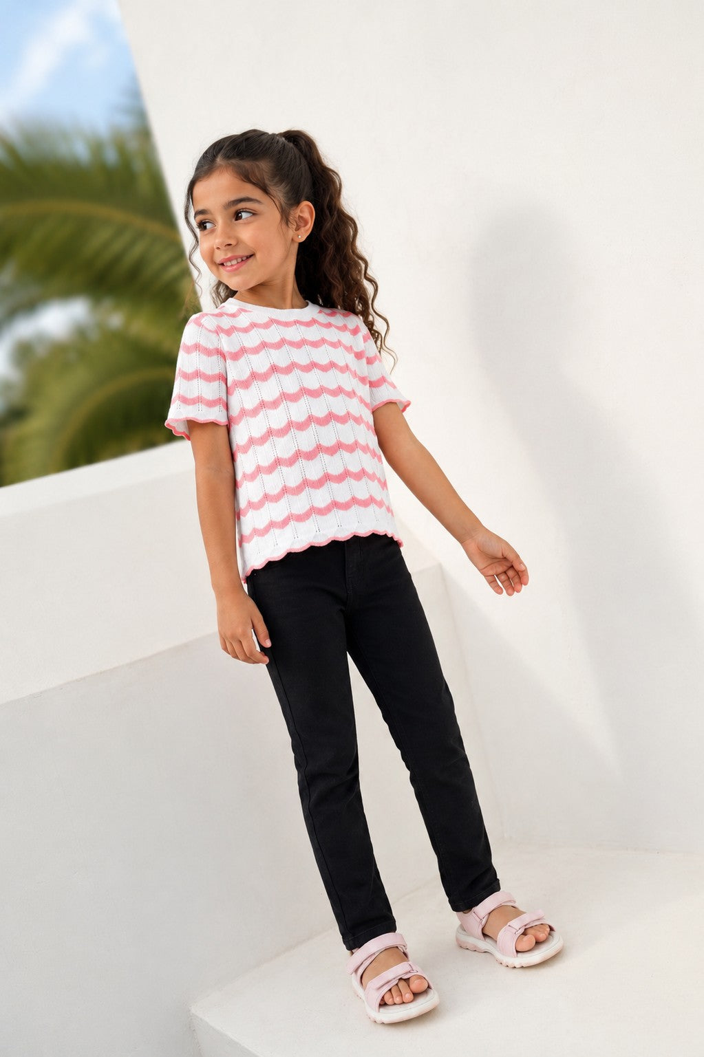 Black Solid Regular Fit Jeans for Tweens Girls - Image 1