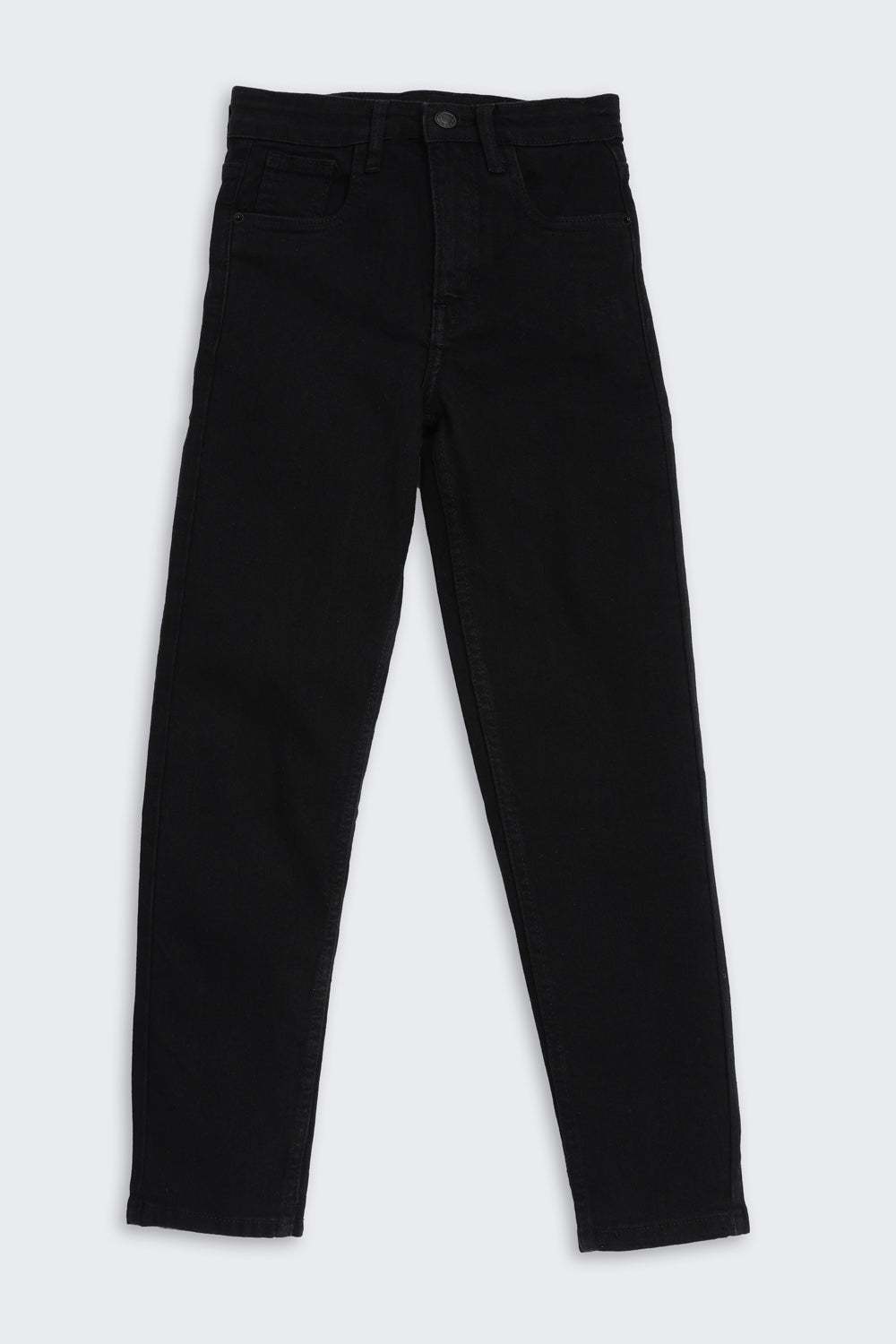 Black Solid Regular Fit Jeans for Tweens Girls - Image 2