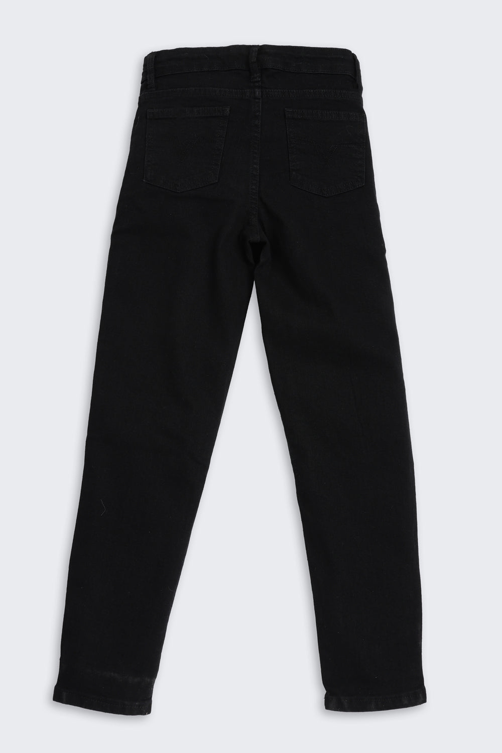 Black Solid Regular Fit Jeans for Tweens Girls - Image 3