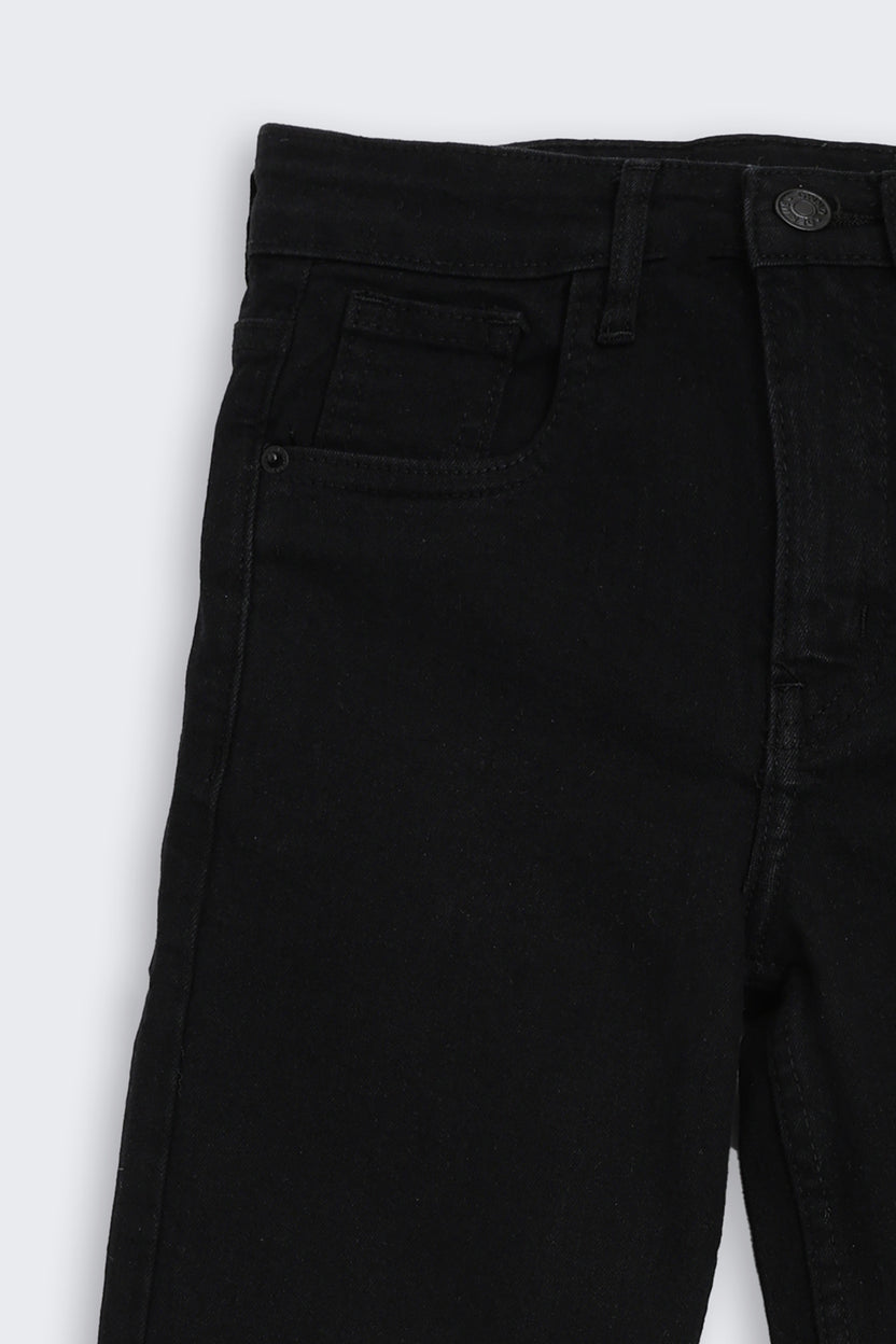 Black Solid Regular Fit Jeans for Tweens Girls - Image 4