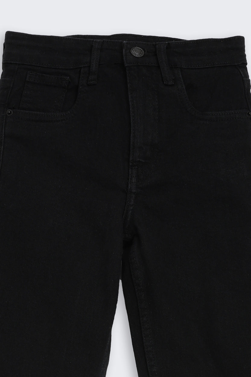 Black Solid Regular Fit Jeans for Tweens Girls - Image 5
