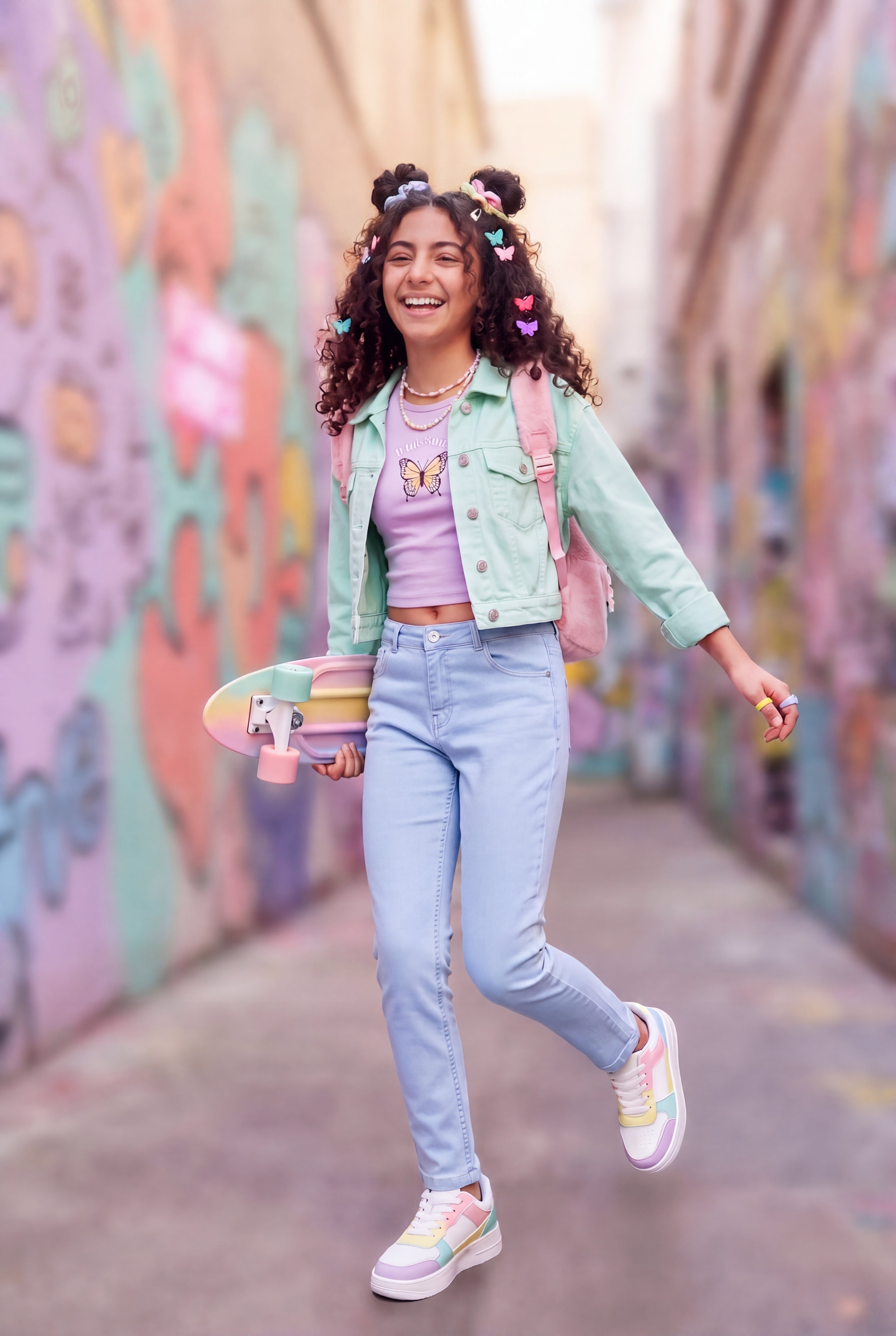 Light Blue 5 Pocketed Skinny Fit Jeans for Tweens Girls - Image 1