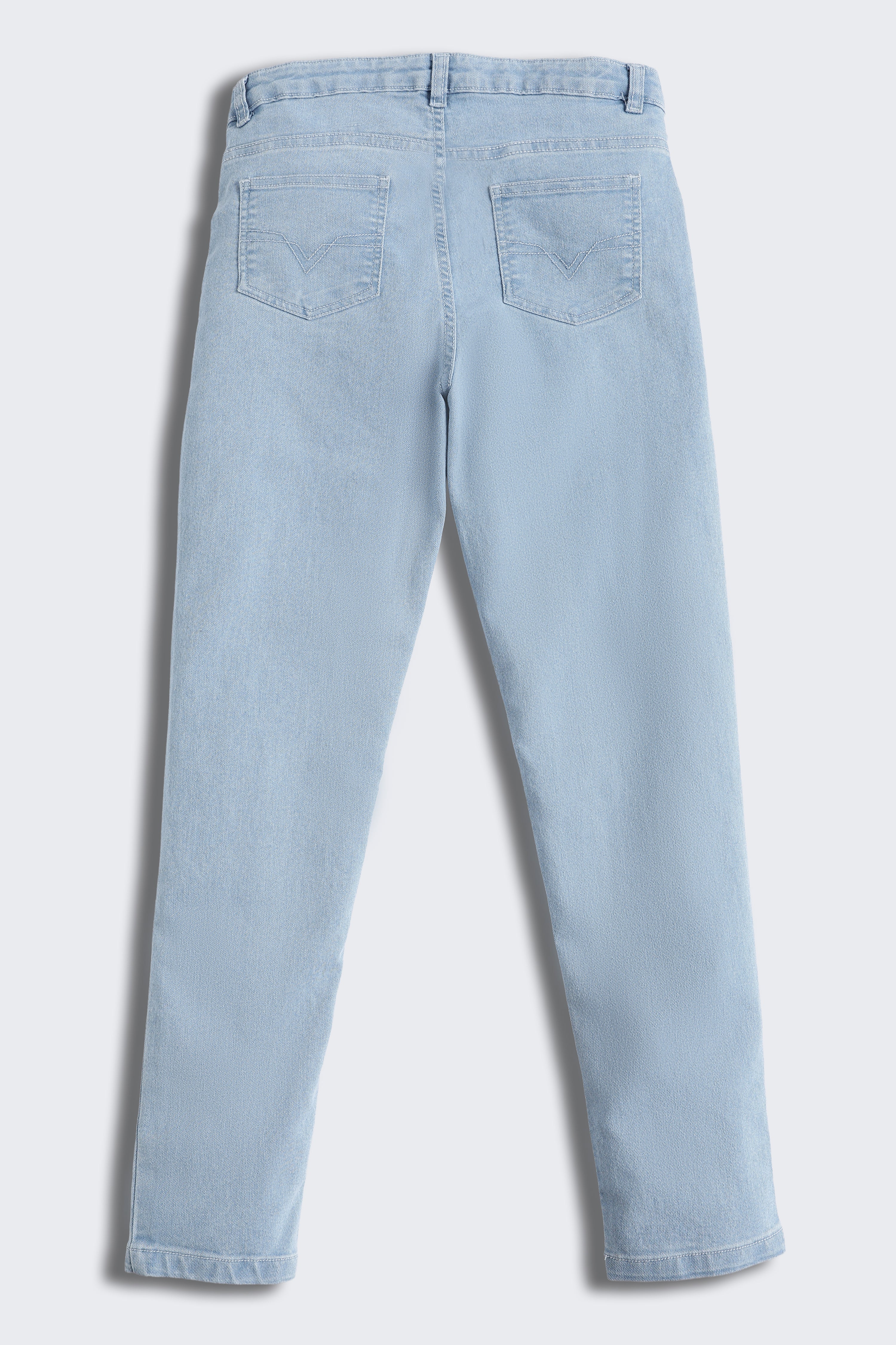 Light Blue 5 Pocketed Skinny Fit Jeans for Tweens Girls - Image 3
