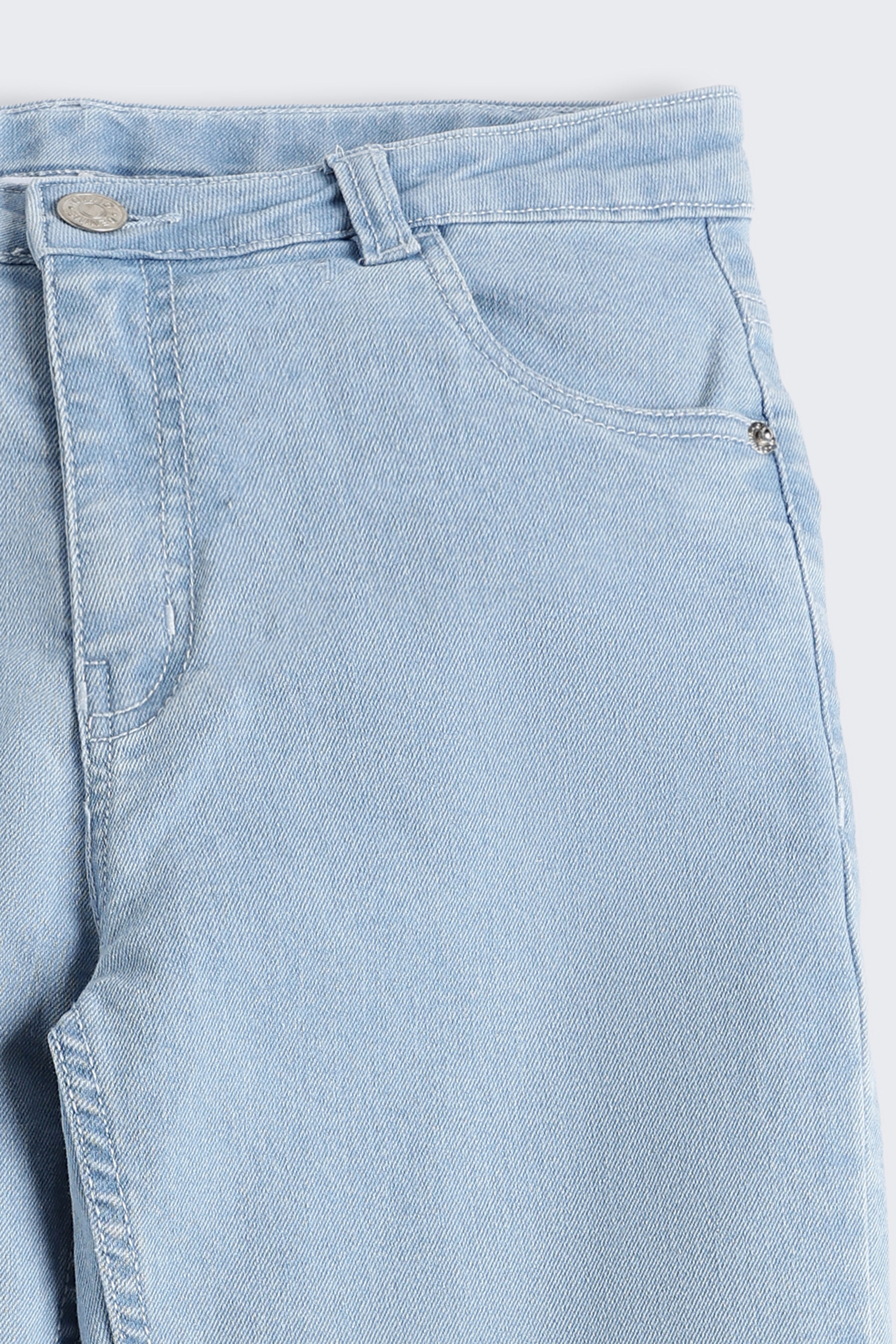 Light Blue 5 Pocketed Skinny Fit Jeans for Tweens Girls - Image 5