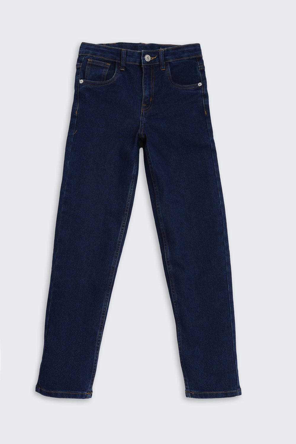 Navy Solid Regular Fit Jeans for Tweens Girls - Image 2
