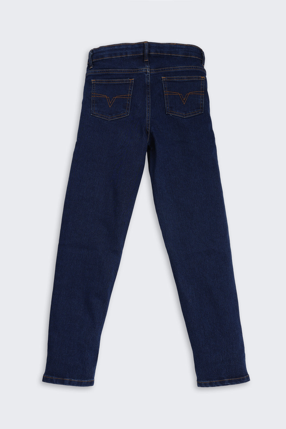 Navy Solid Regular Fit Jeans for Tweens Girls - Image 3