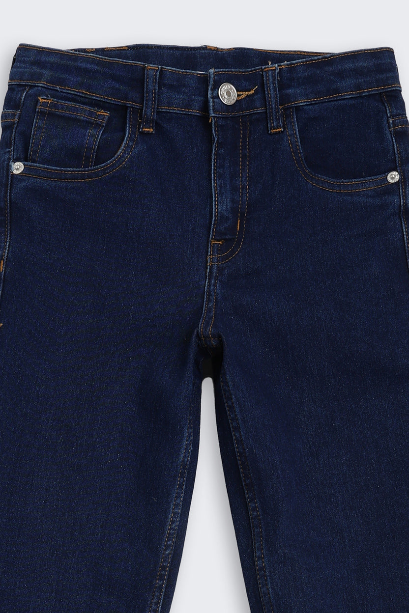 Navy Solid Regular Fit Jeans for Tweens Girls - Image 5