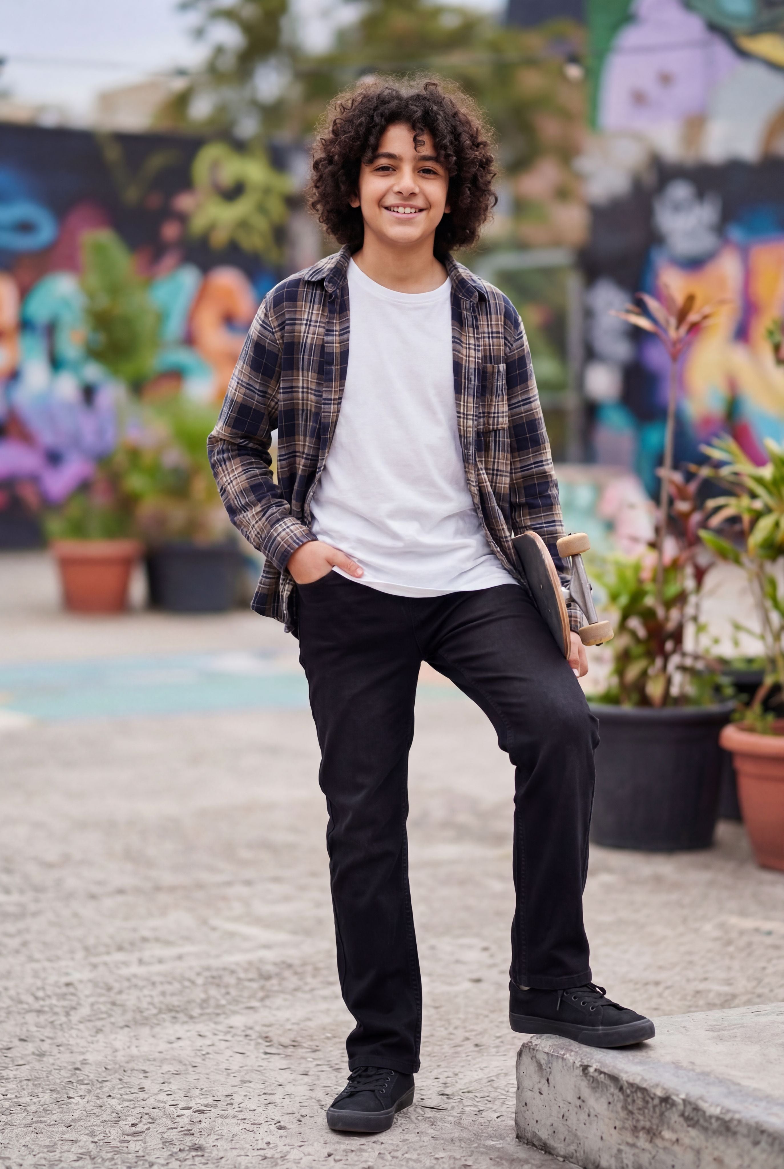 Black 5 Pocketed Regular Fit Jeans for Tweens Boys - Image 1