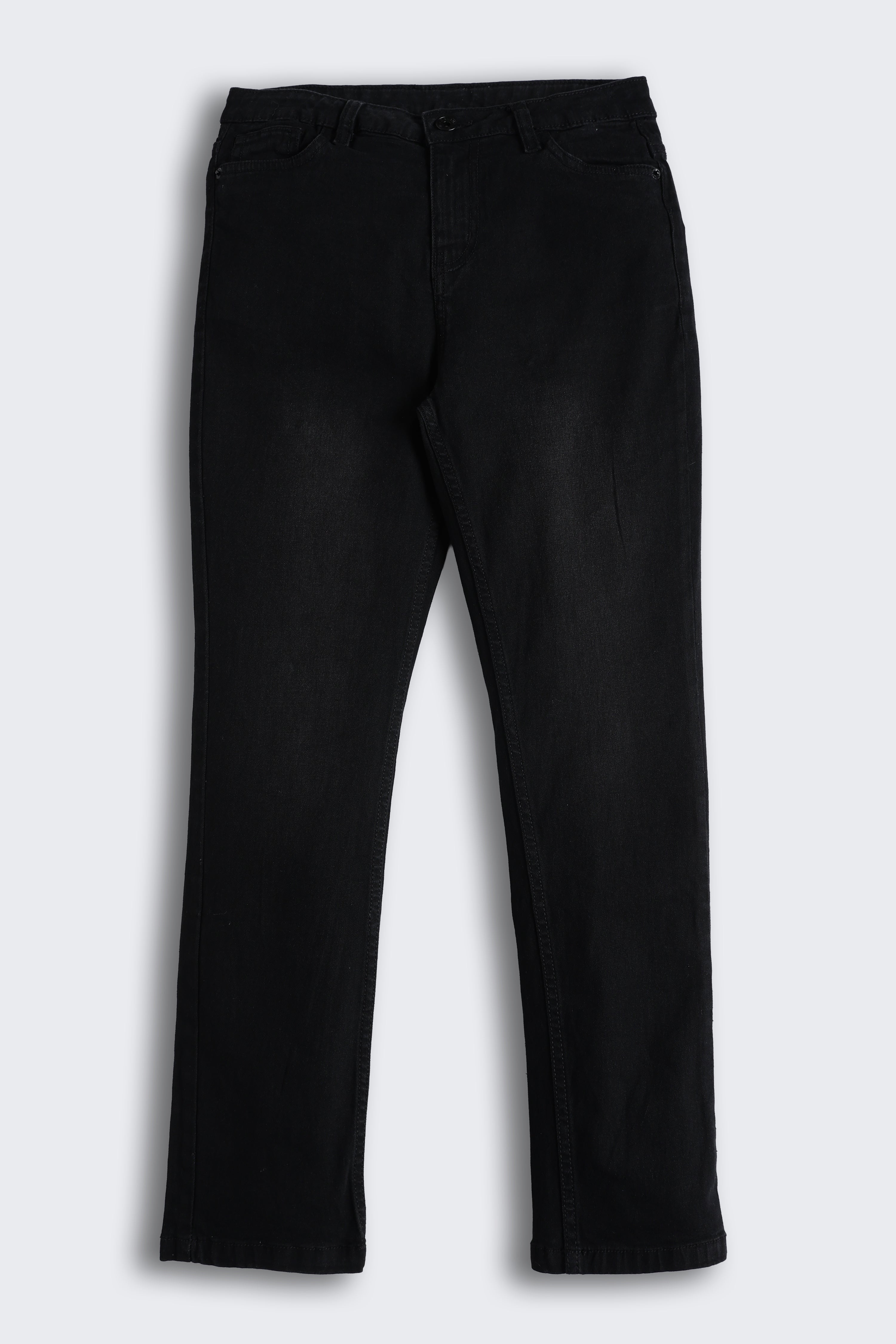 Black 5 Pocketed Regular Fit Jeans for Tweens Boys - Image 2