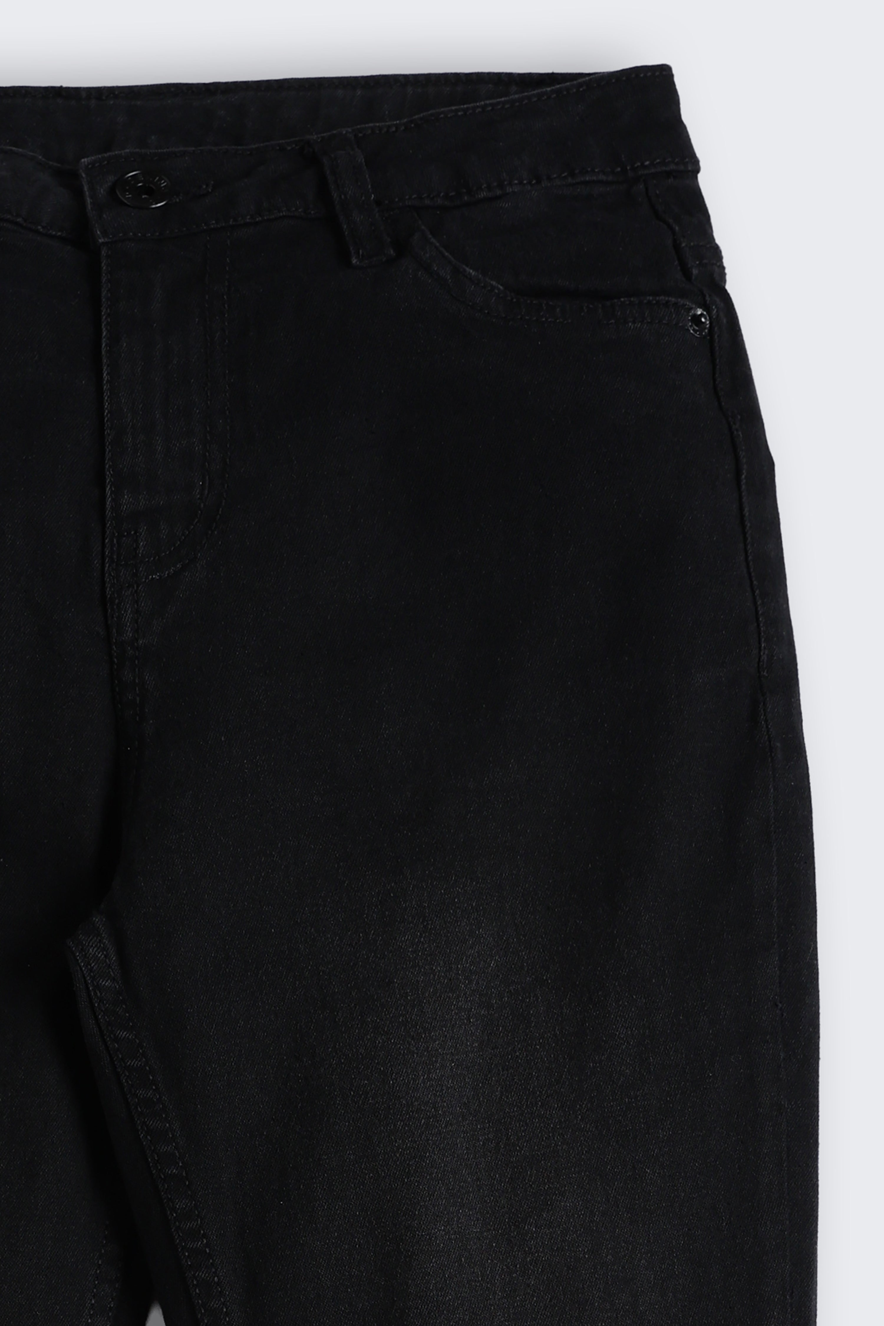 Black 5 Pocketed Regular Fit Jeans for Tweens Boys - Image 4