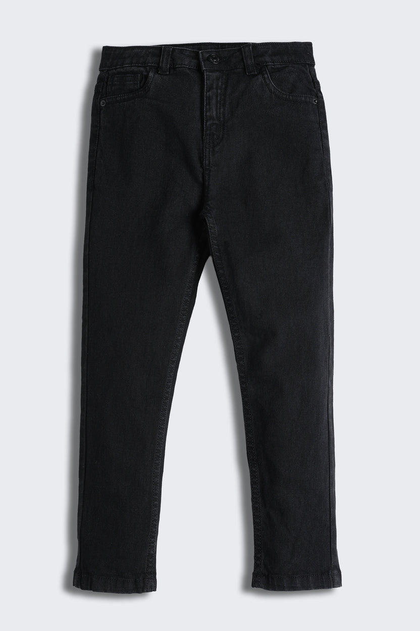 Black Regular Fit Solid Jeans for Girls - Image 2