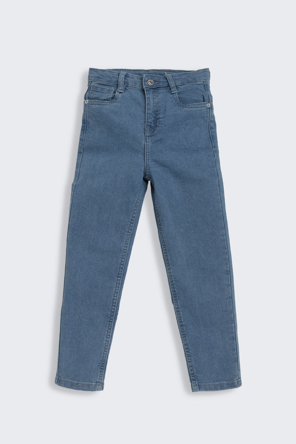 Blue Solid Slim Fit Jeans for Girls - Image 2
