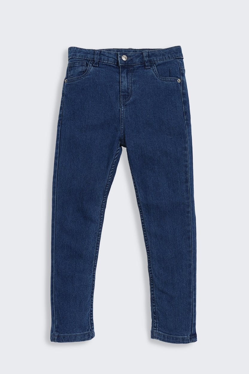 Navy Solid Slim Fit Jeans for Girls - Image 2