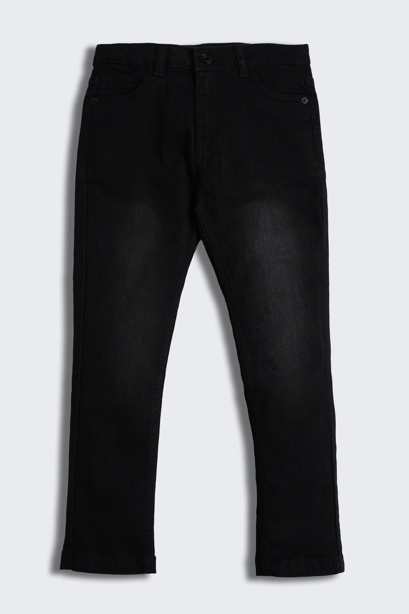 Black Regular Fit Solid Jeans for Boys - Image 2