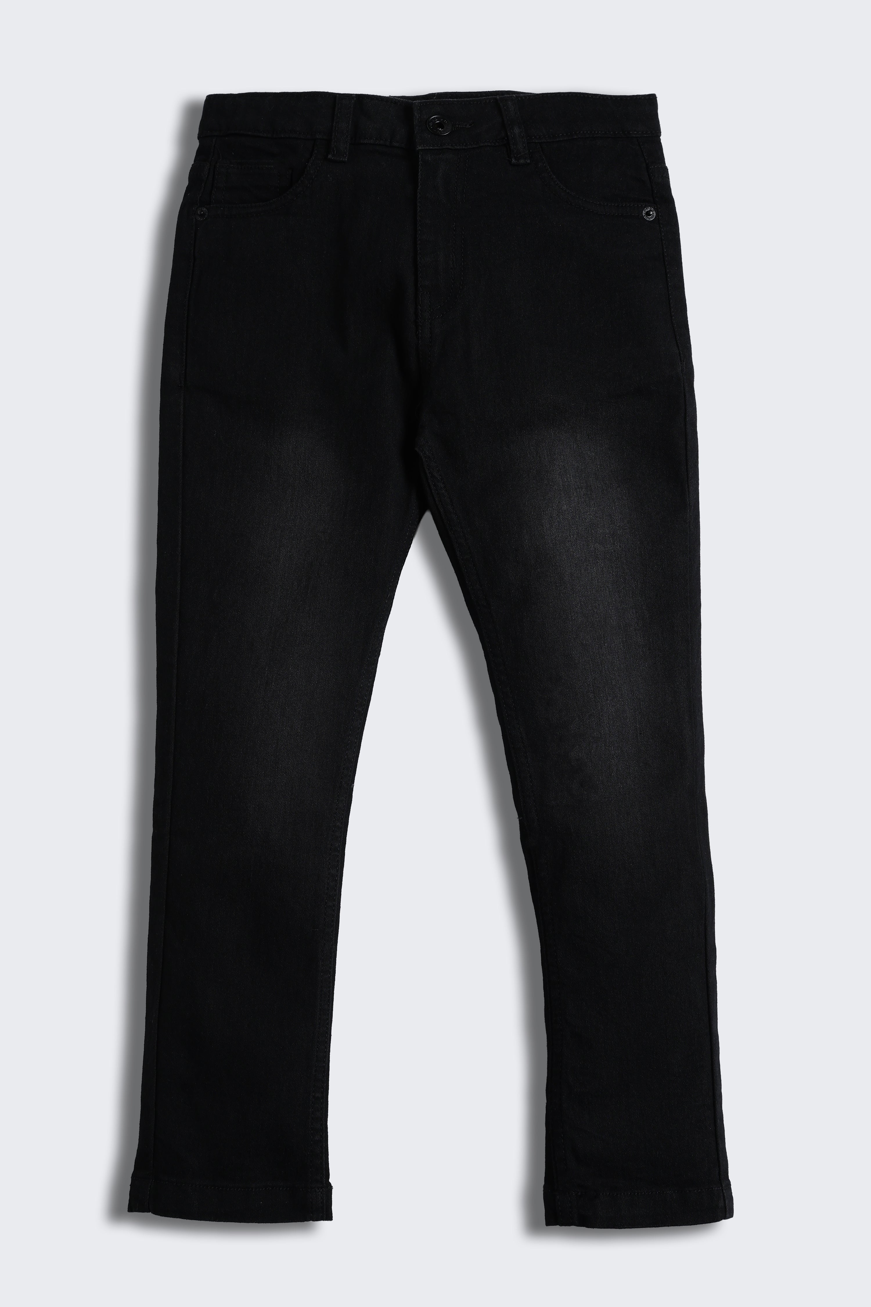 Black Regular Fit Solid Jeans for Boys - Image 2