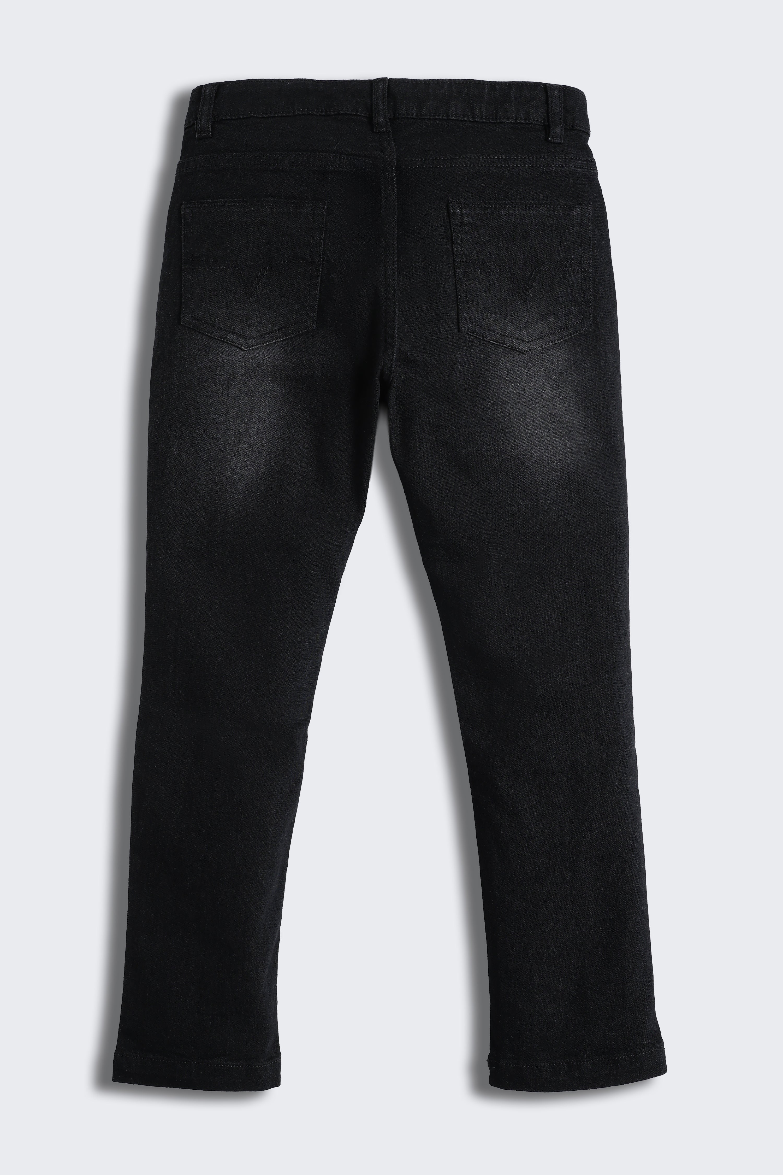 Black Regular Fit Solid Jeans for Boys - Image 3