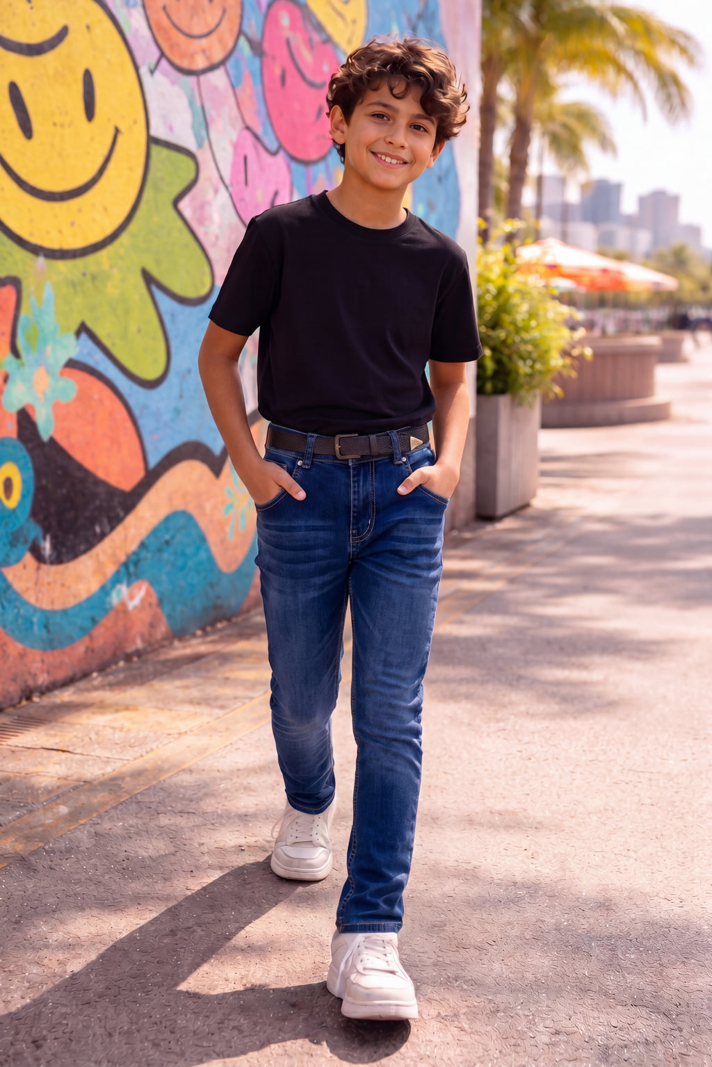Navy Regular Fit Solid Jeans for Boys - Image 1