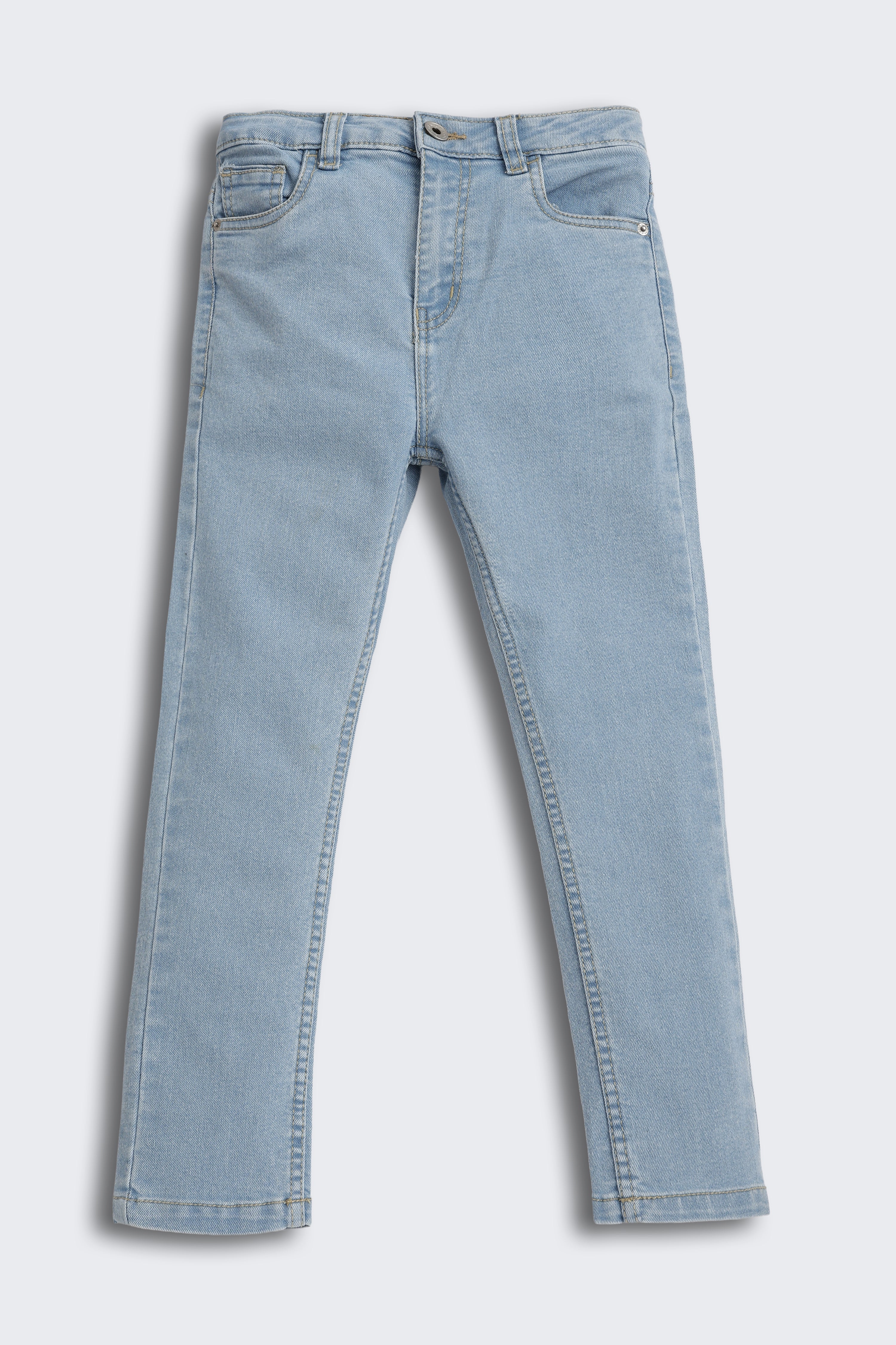 Light Blue Solid Regular Fit Jeans for Boys - Image 2