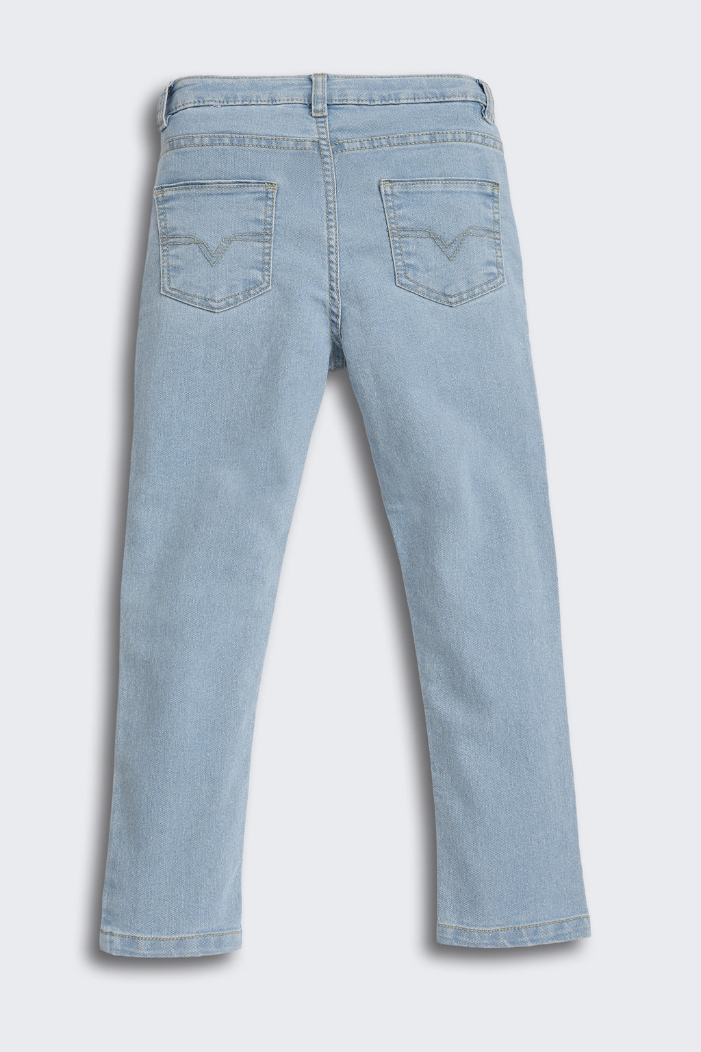 Light Blue Solid Regular Fit Jeans for Boys - Image 3