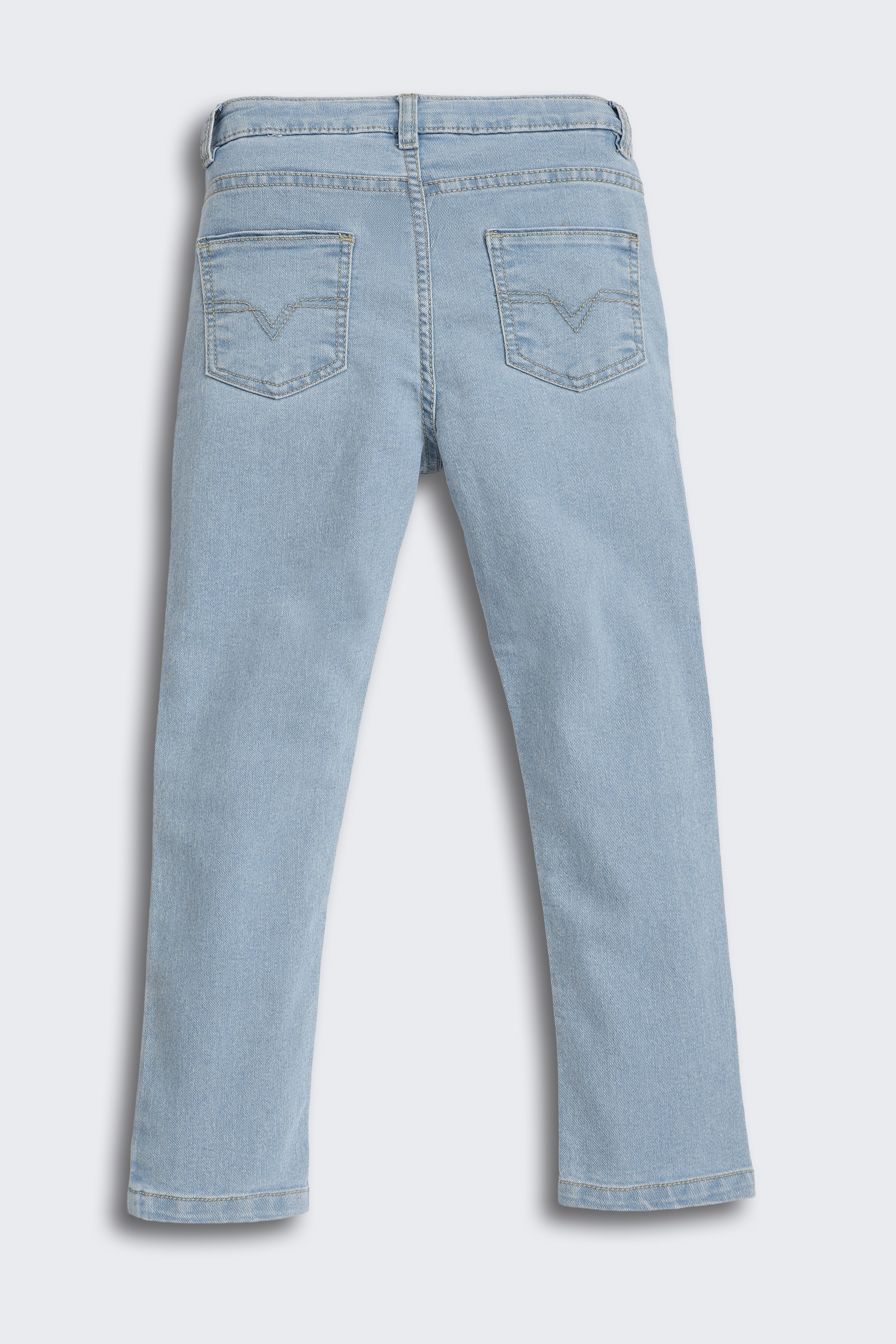 Light Blue Solid Regular Fit Jeans for Boys - Image 3