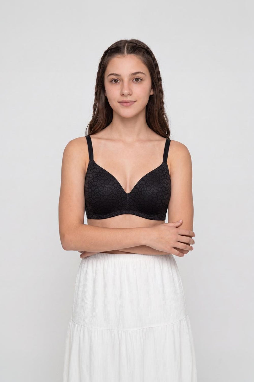 Black Nylon Blend Regular Fit Bra for Women - Image 2