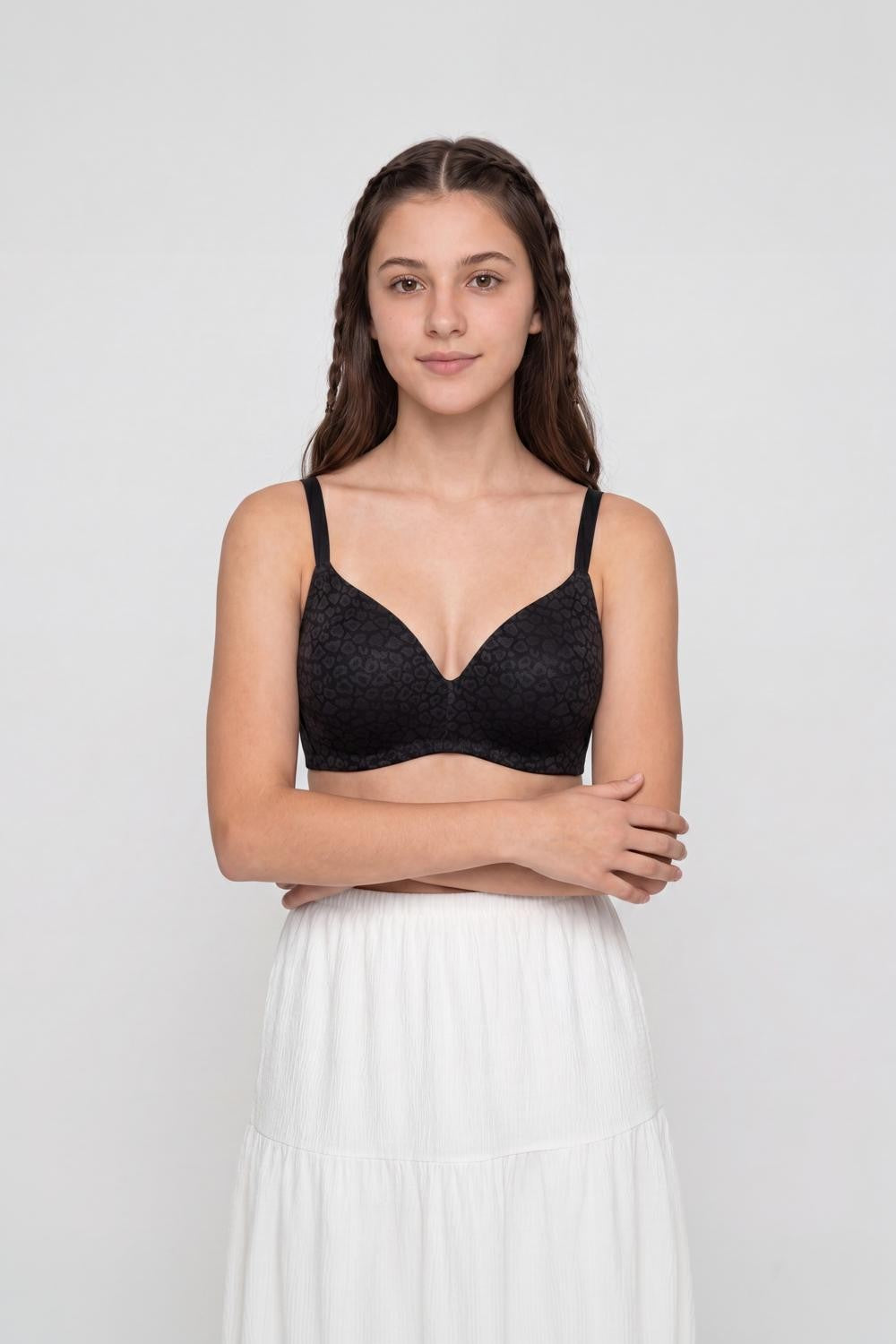 Black Nylon Blend Regular Fit Bra for Women - Image 2