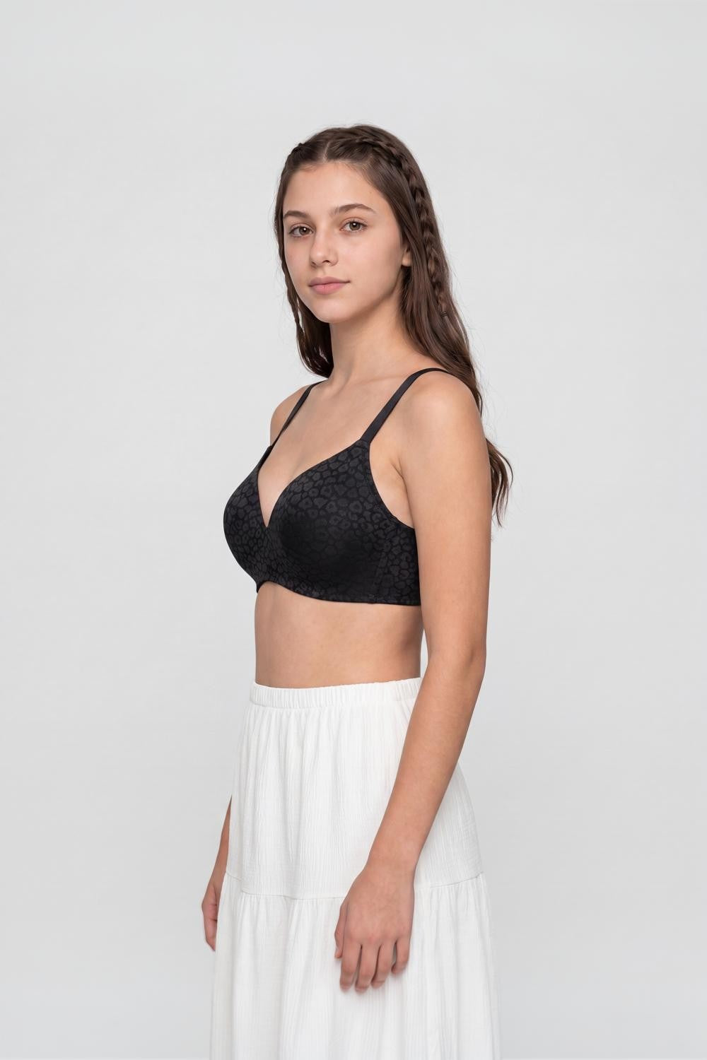 Black Nylon Blend Regular Fit Bra for Women - Image 4