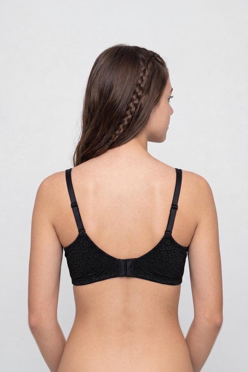 Black Nylon Blend Regular Fit Bra for Women - Image 5