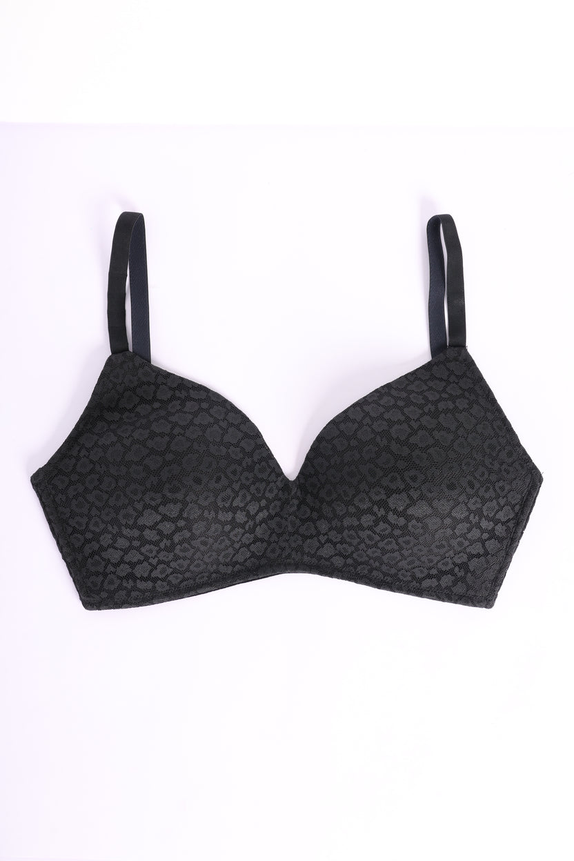 Black Nylon Blend Regular Fit Bra for Women - Image 6