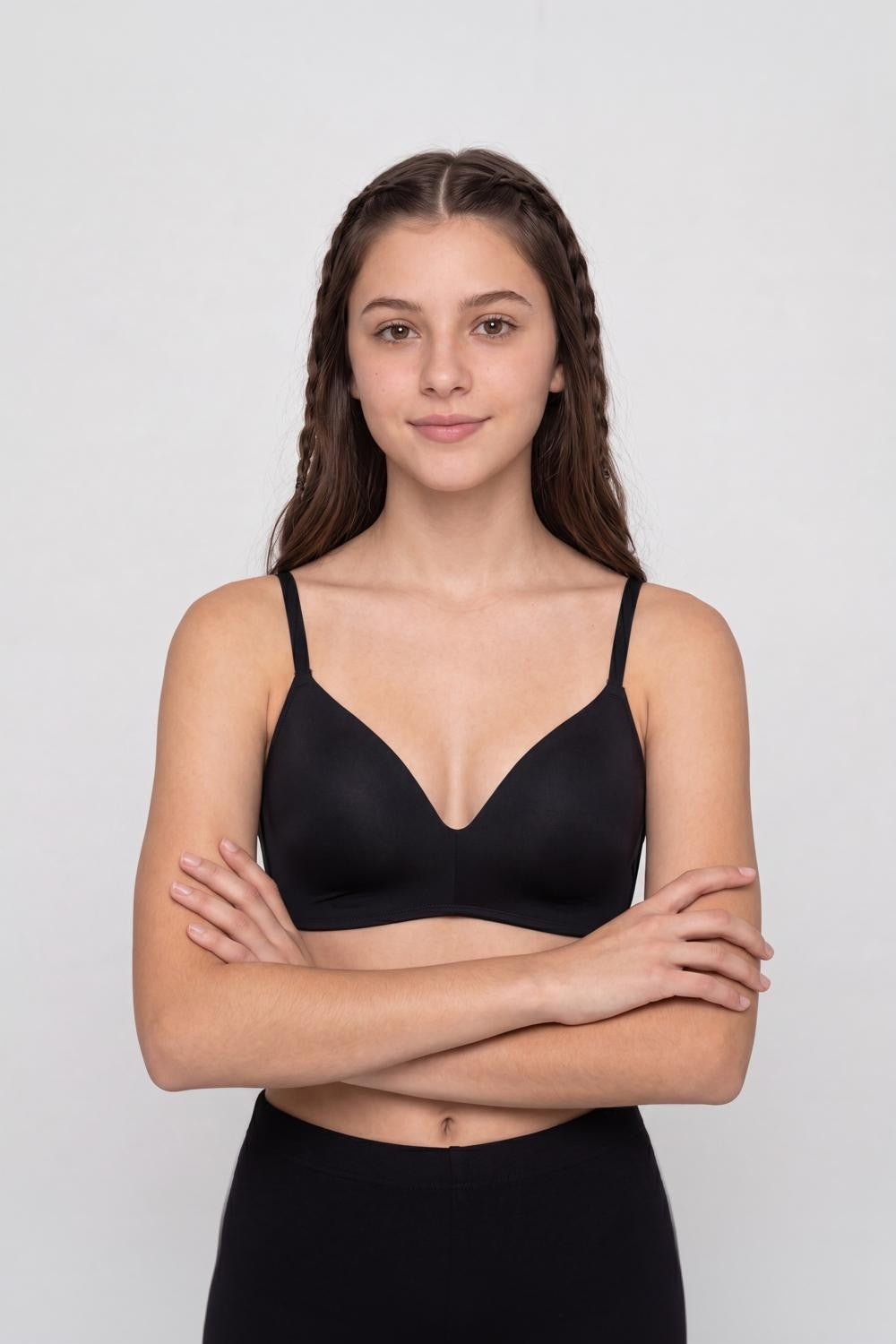 Black Solid Regular Fit Bra for Women - Image 2