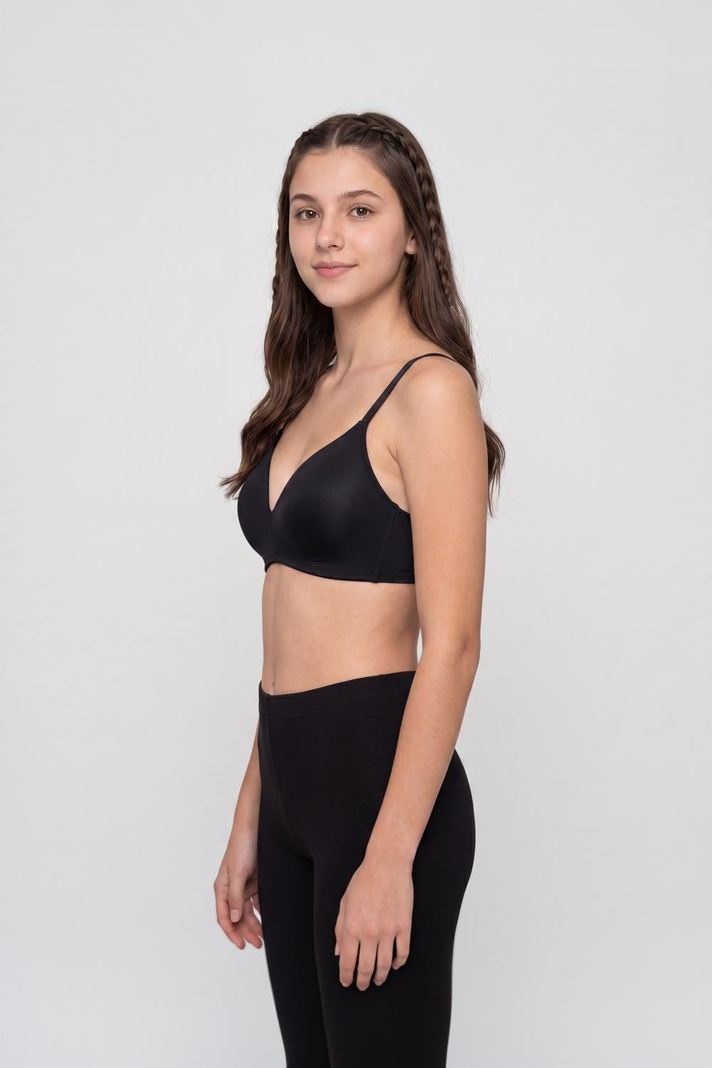 Black Solid Regular Fit Bra for Women - Image 4