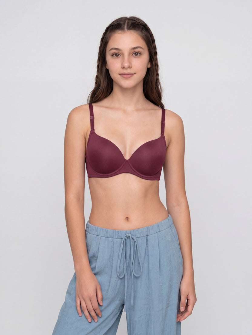Maroon Solid Regular Fit Bra for Women - Image 2
