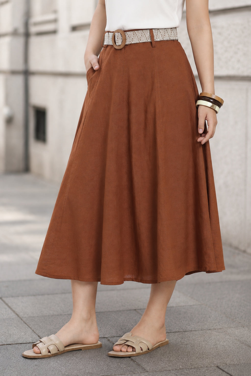Brown Mid Rise Skirt for Women - Image 1