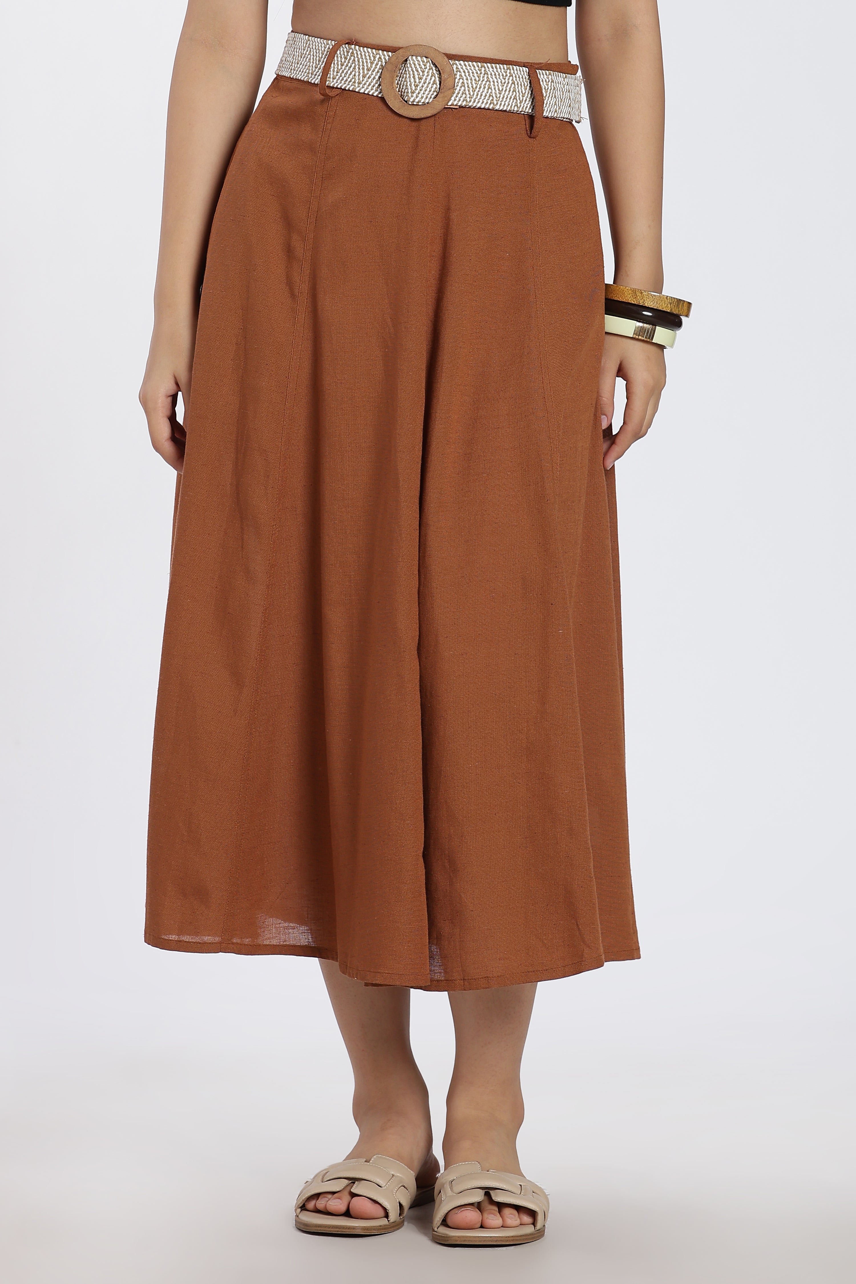 Brown Mid Rise Skirt for Women - Image 2