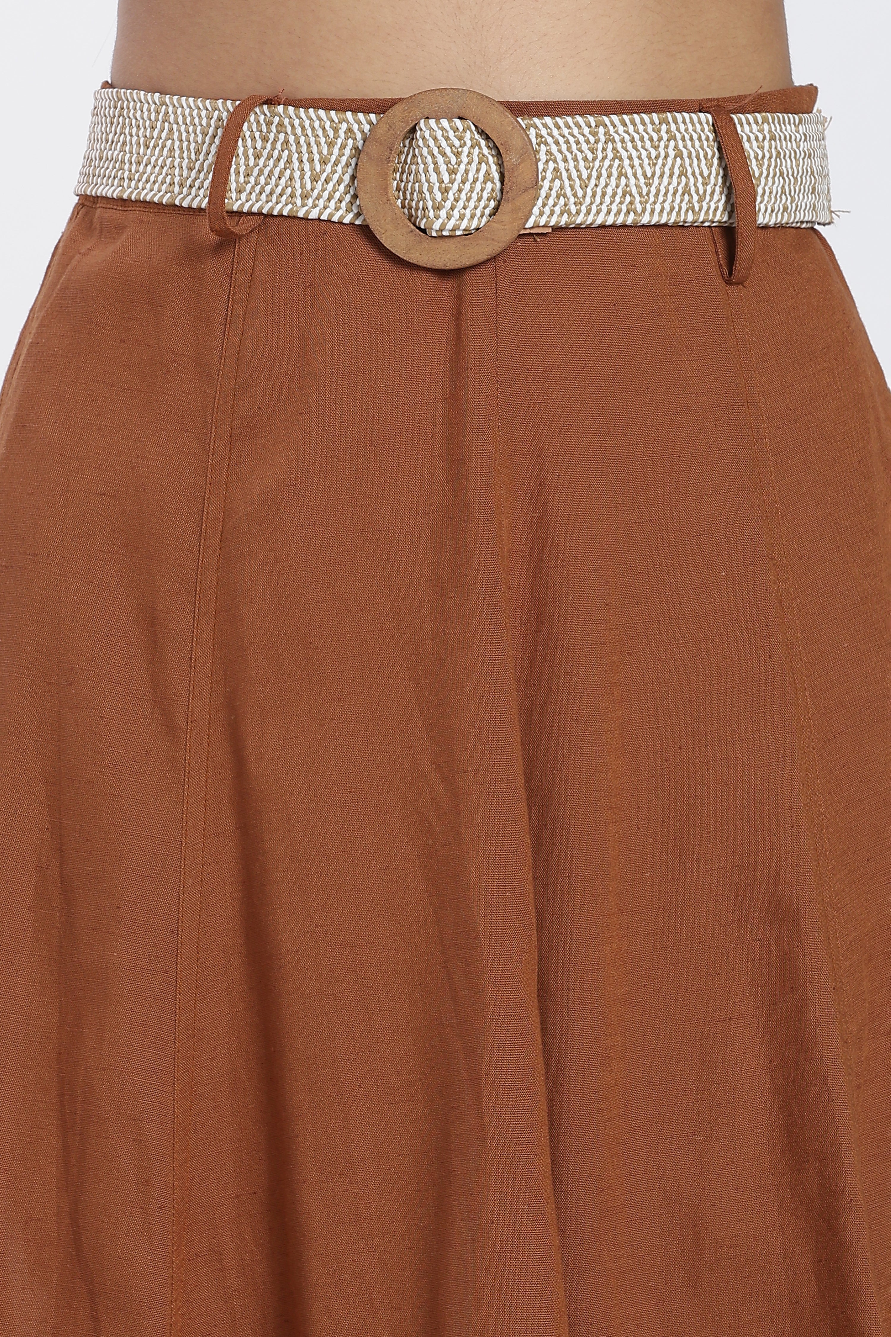 Brown Mid Rise Skirt for Women - Image 3