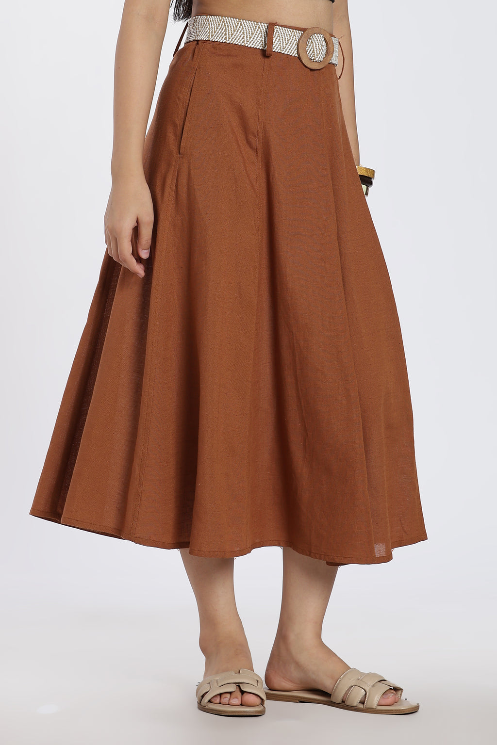 Brown Mid Rise Skirt for Women - Image 4