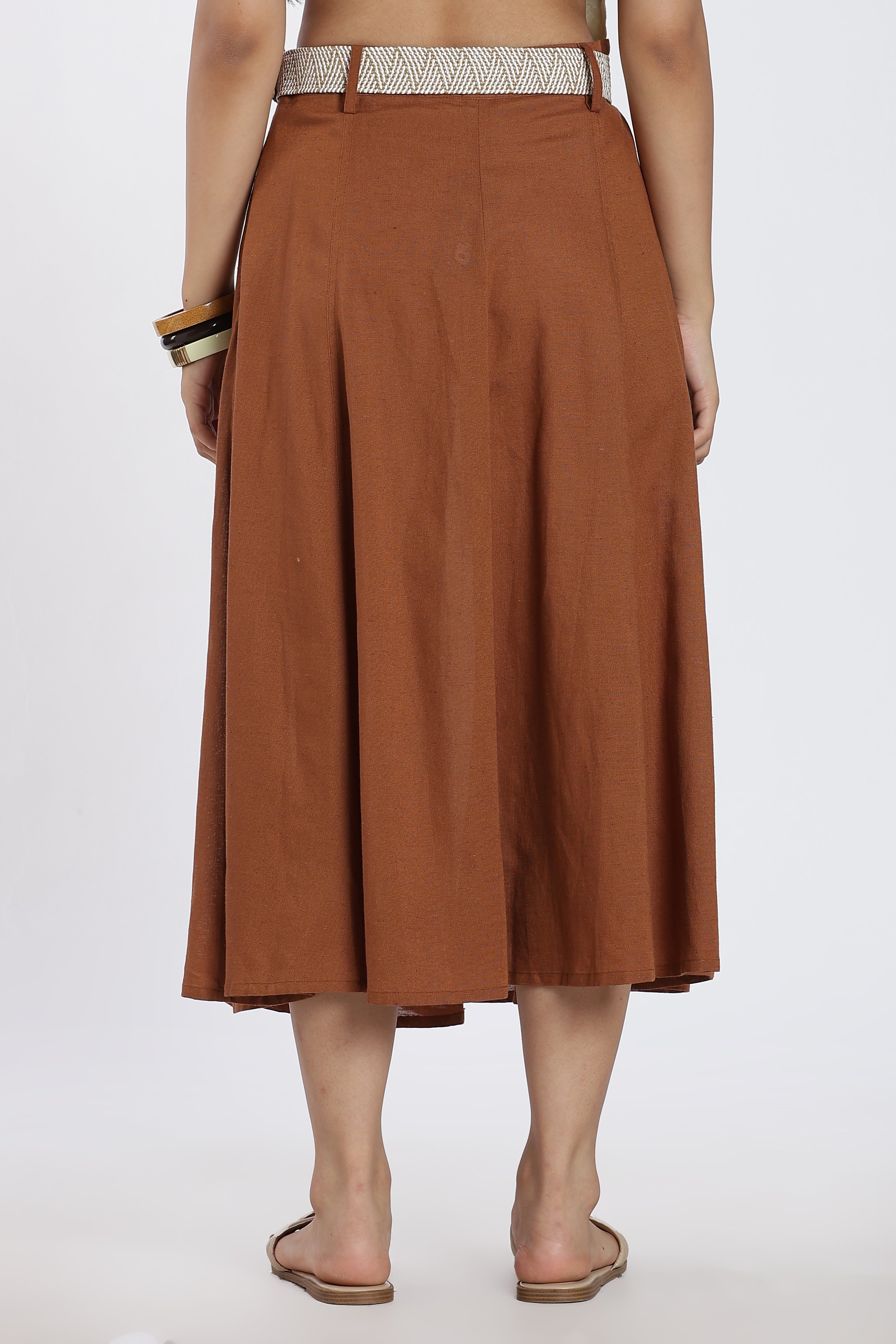 Brown Mid Rise Skirt for Women - Image 5
