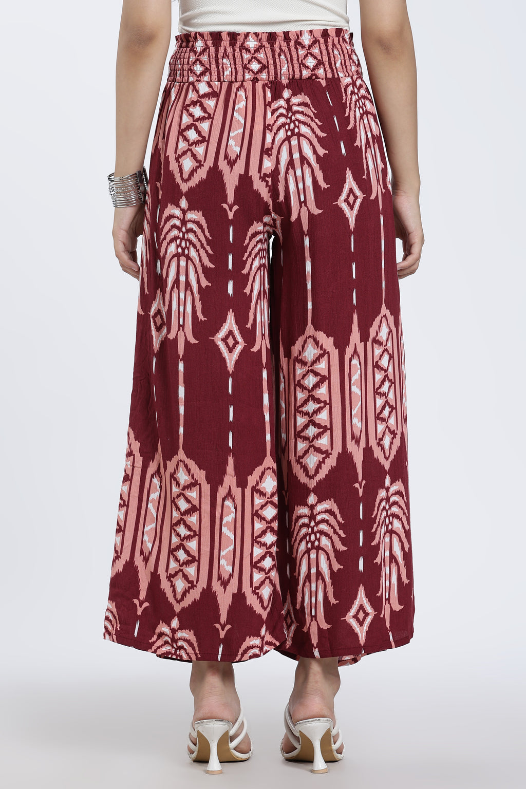 Maroon Regular Fit 1 Pocketed Palazzos for Women - Image 5