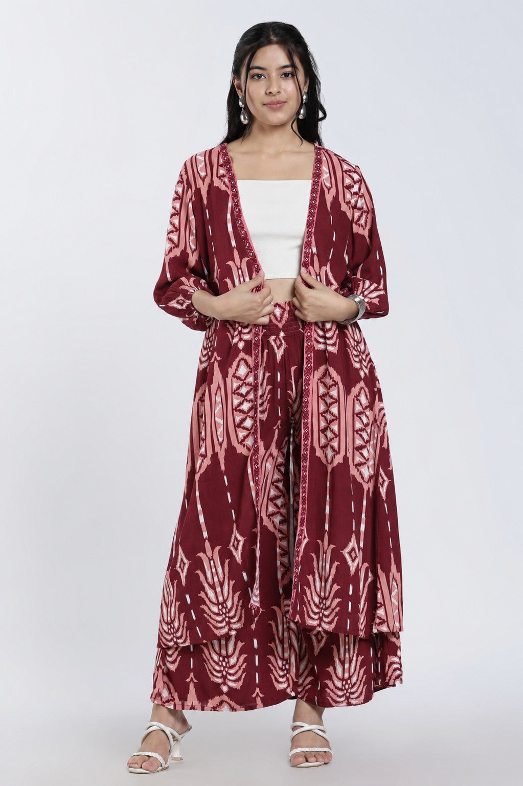 Maroon Regular Fit 1 Pocketed Palazzos for Women - Image 6