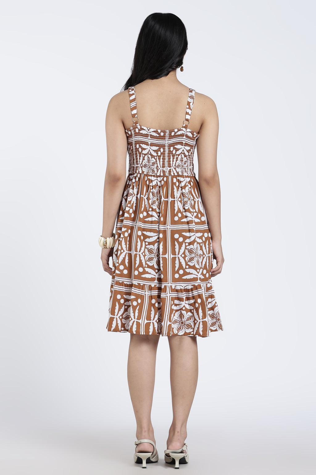 Brown Tied Up Regular Fit Dress for Women - Image 5