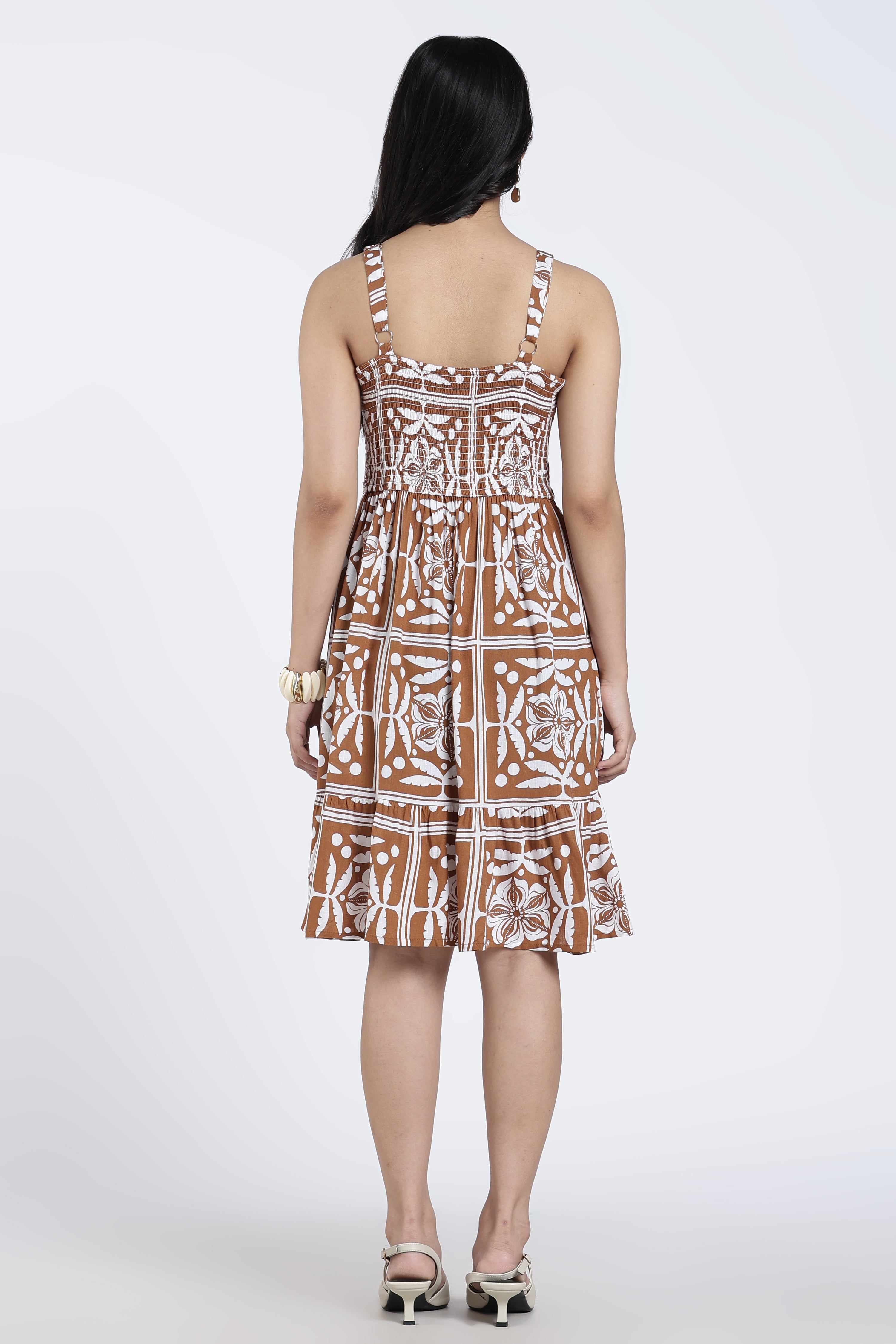 Brown Tied Up Regular Fit Dress for Women - Image 5