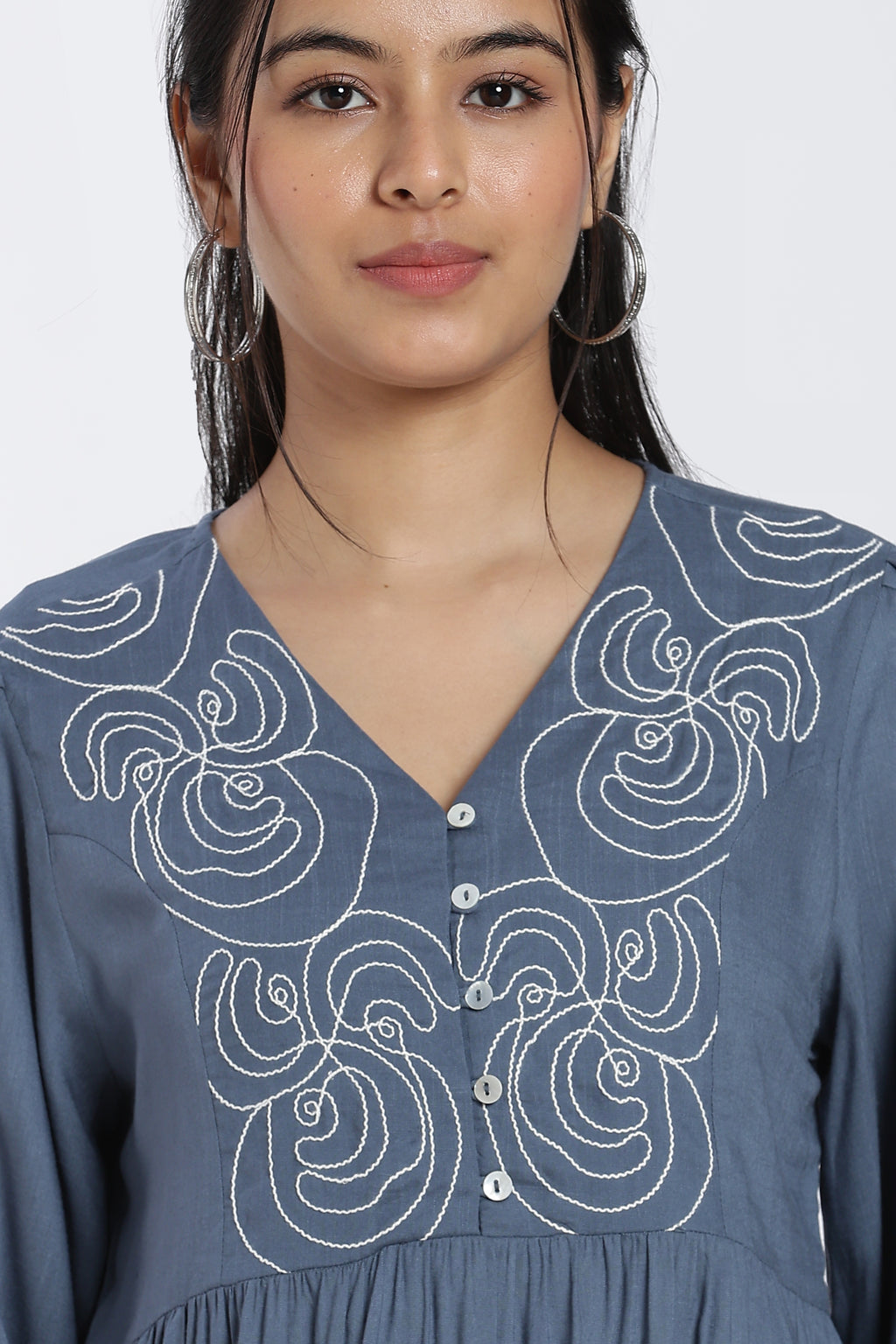 Blue Regular Fit Peasant Tunic for Women - Image 3