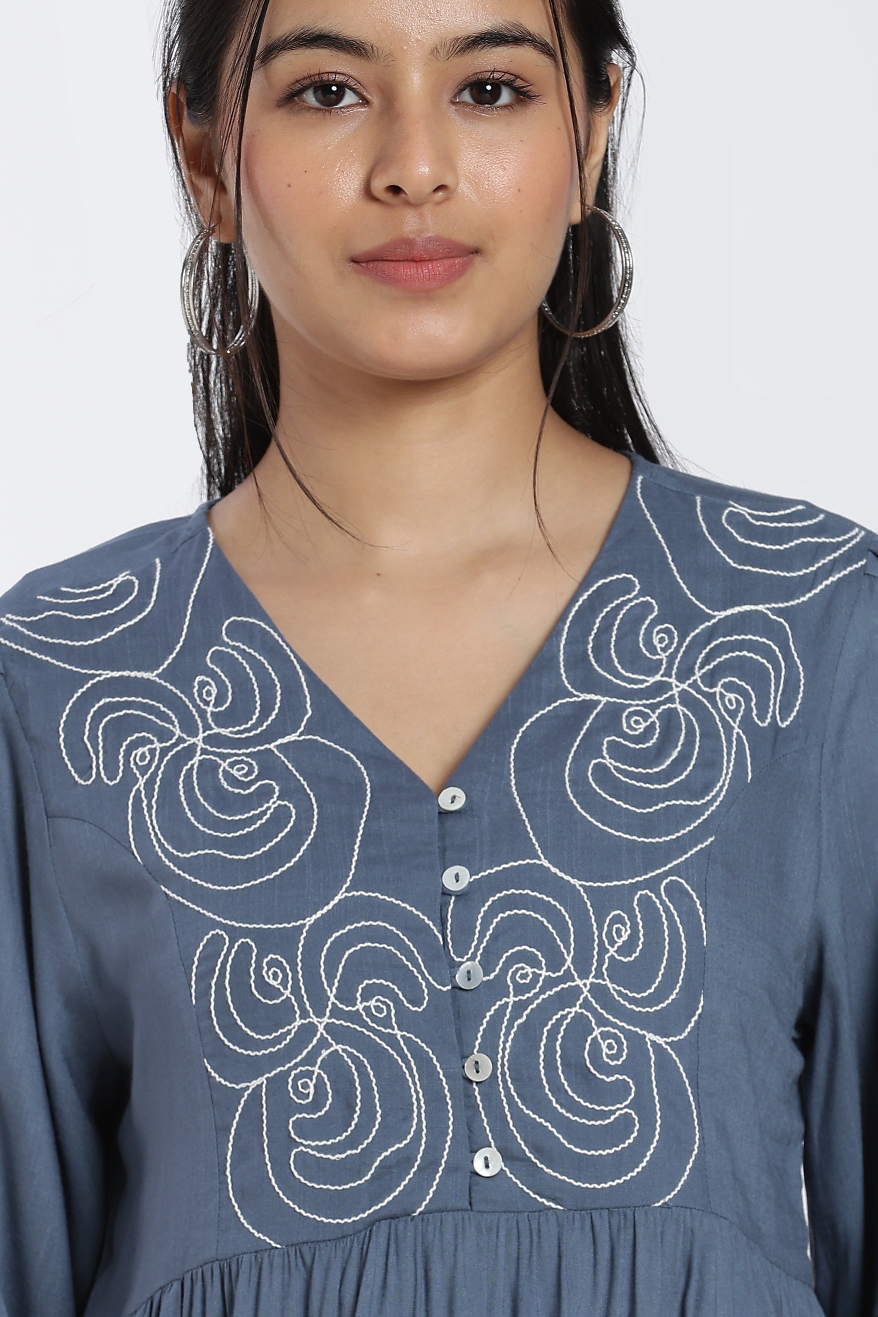 Blue Regular Fit Peasant Tunic for Women - Image 3
