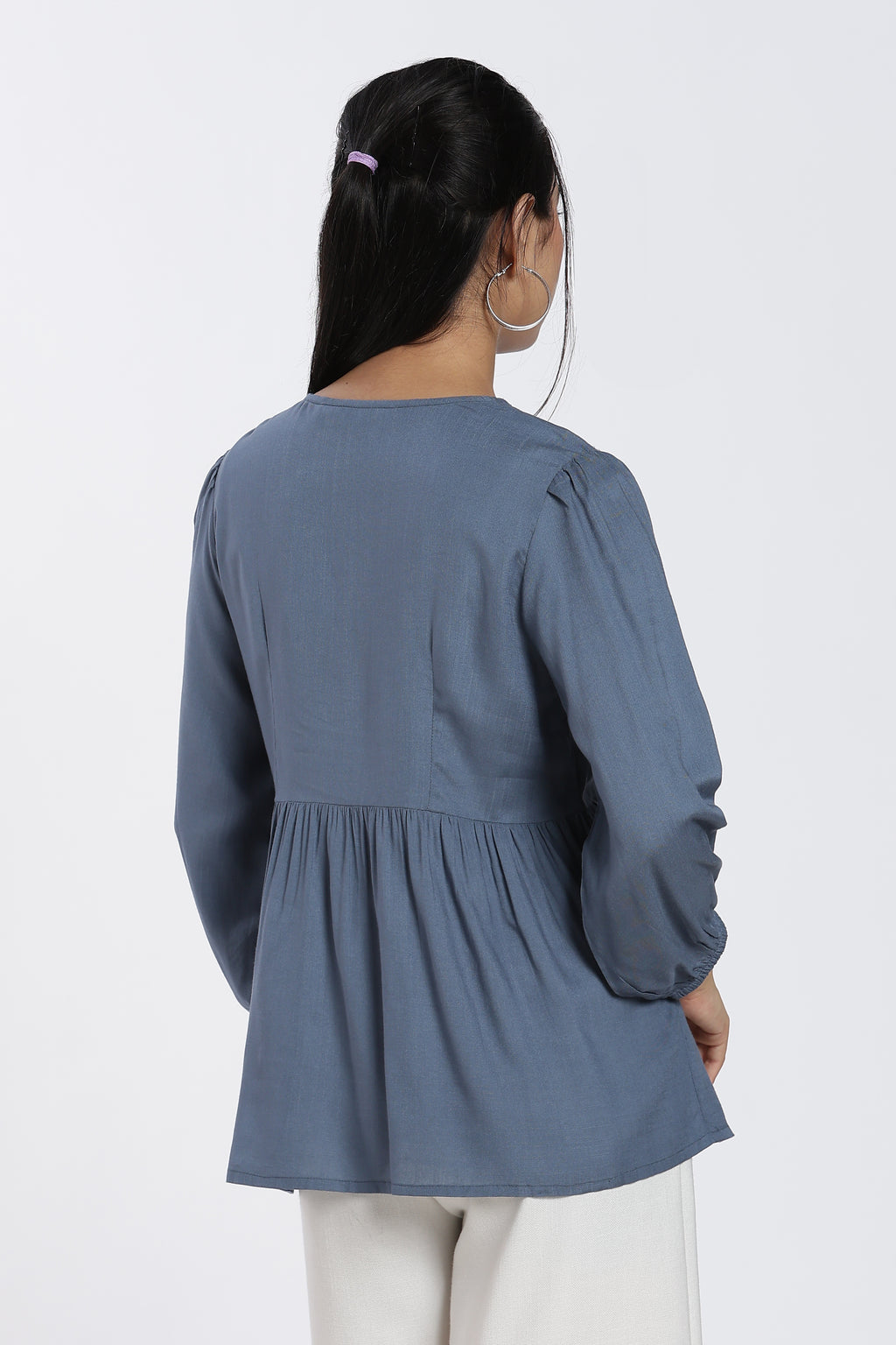 Blue Regular Fit Peasant Tunic for Women - Image 5