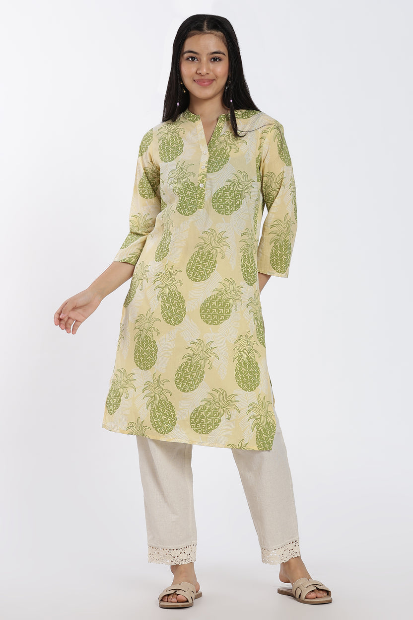 Yellow Tropical Regular Fit Kurta For Women - Image 2