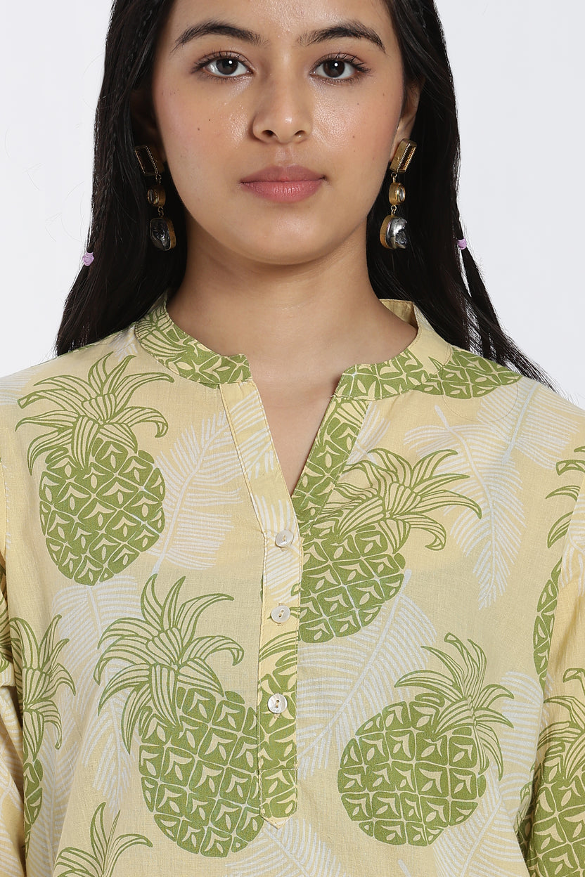 Yellow Tropical Regular Fit Kurta For Women - Image 3
