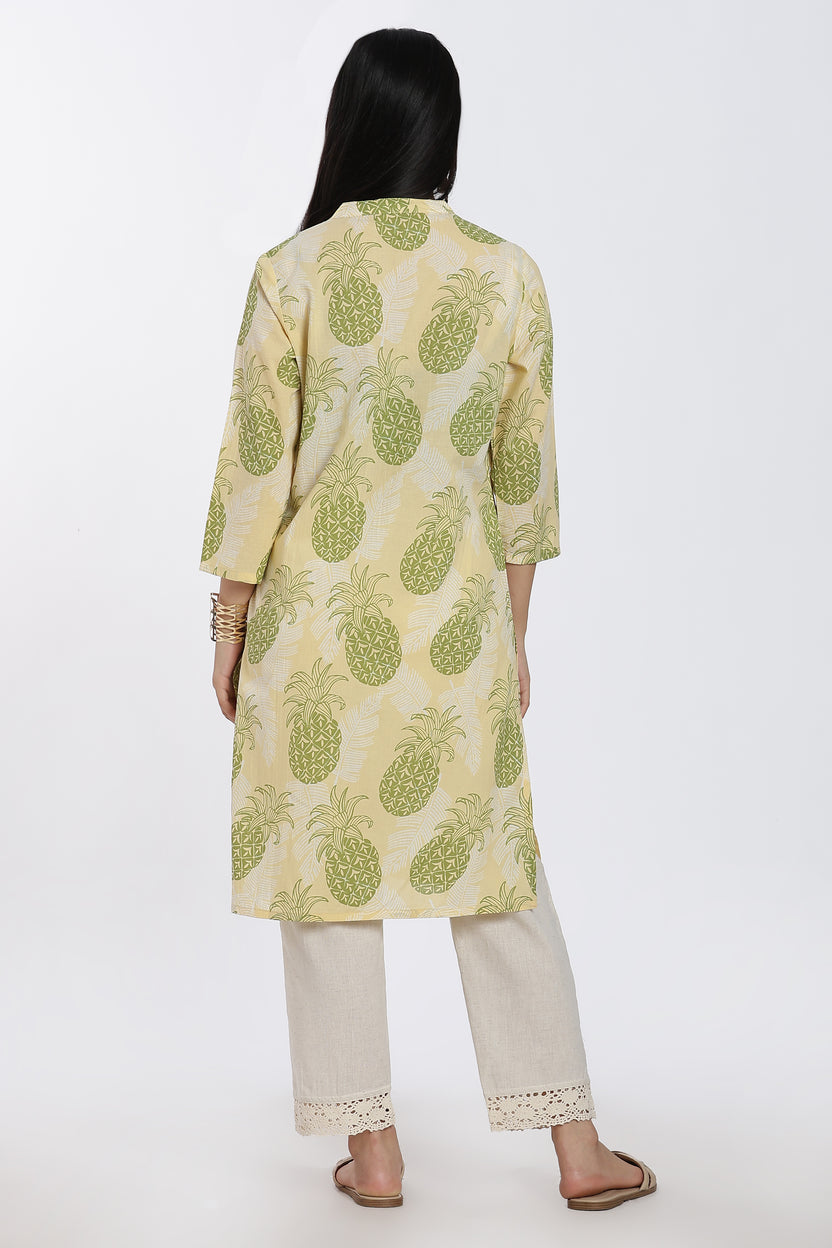 Yellow Tropical Regular Fit Kurta For Women - Image 5