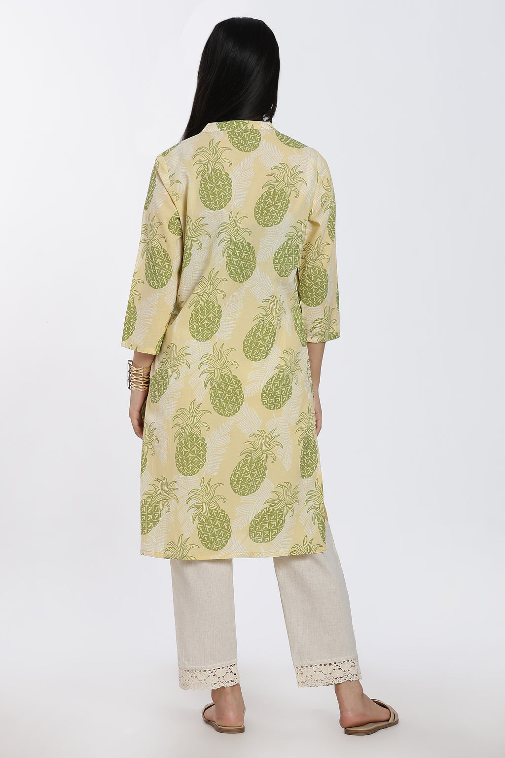 Yellow Tropical Regular Fit Kurta for Women - Image 5