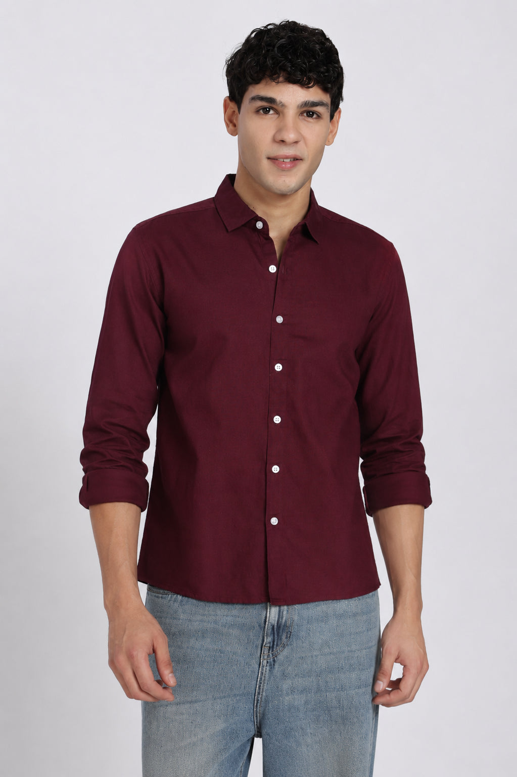Maroon Cotton Regular Fit Shirt for Men - Image 2